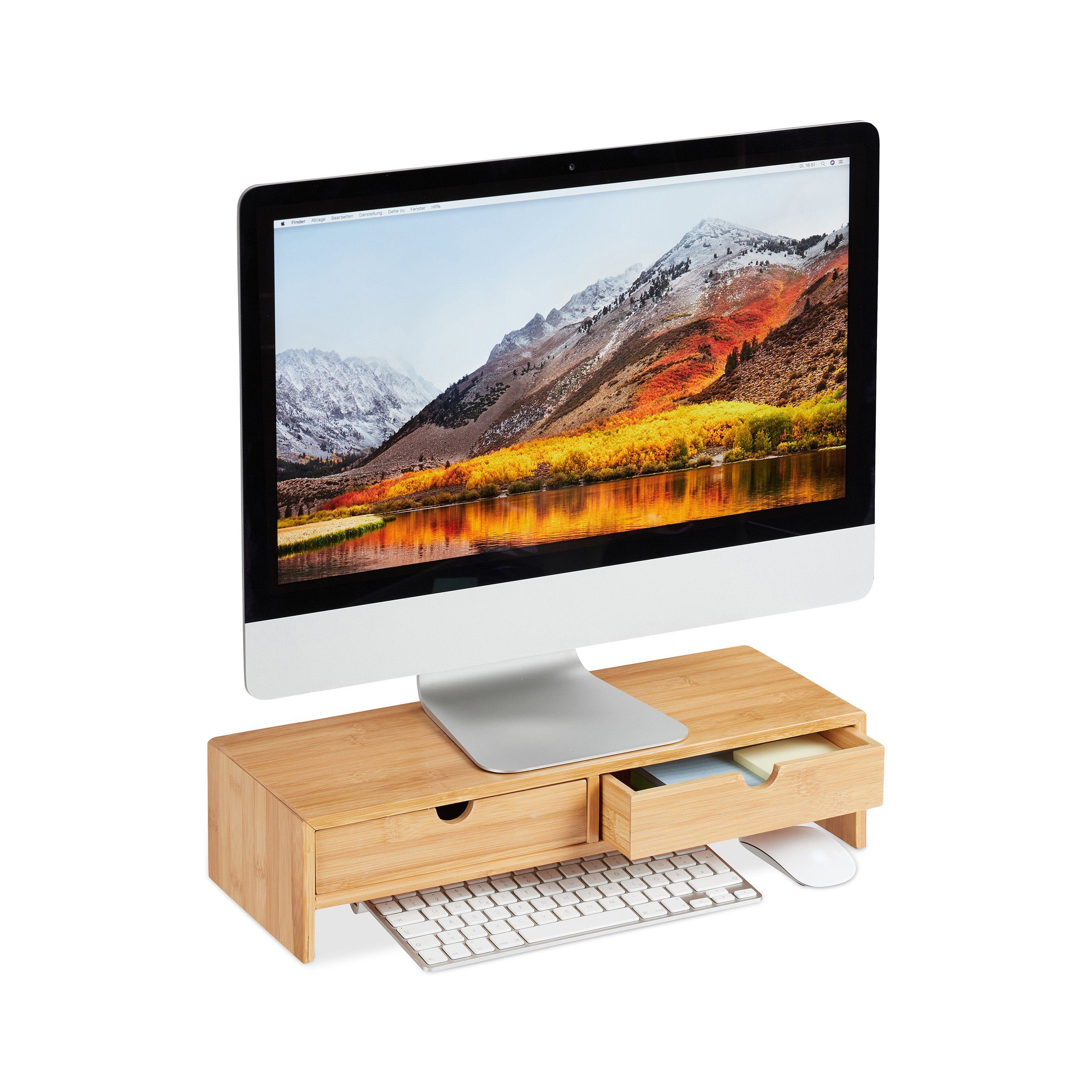 relaxdays Monitor-Halterung Monitorständer Bambus, (1-tlg)