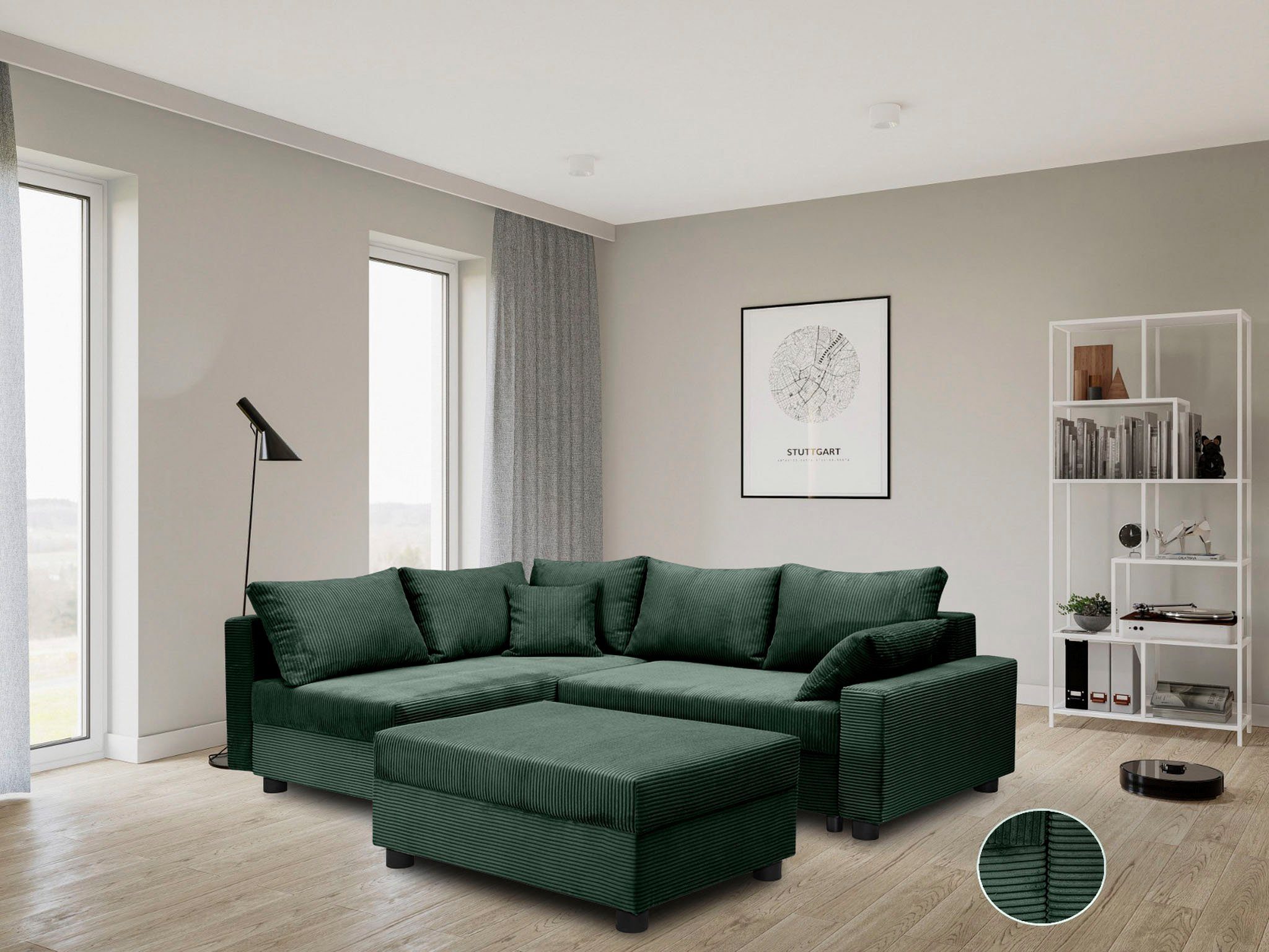 COLLECTION AB Ecksofa Parma L-Form, mit Schlaffunktion und Bettkasten, inklusive Kissen, Bonellfederkern
