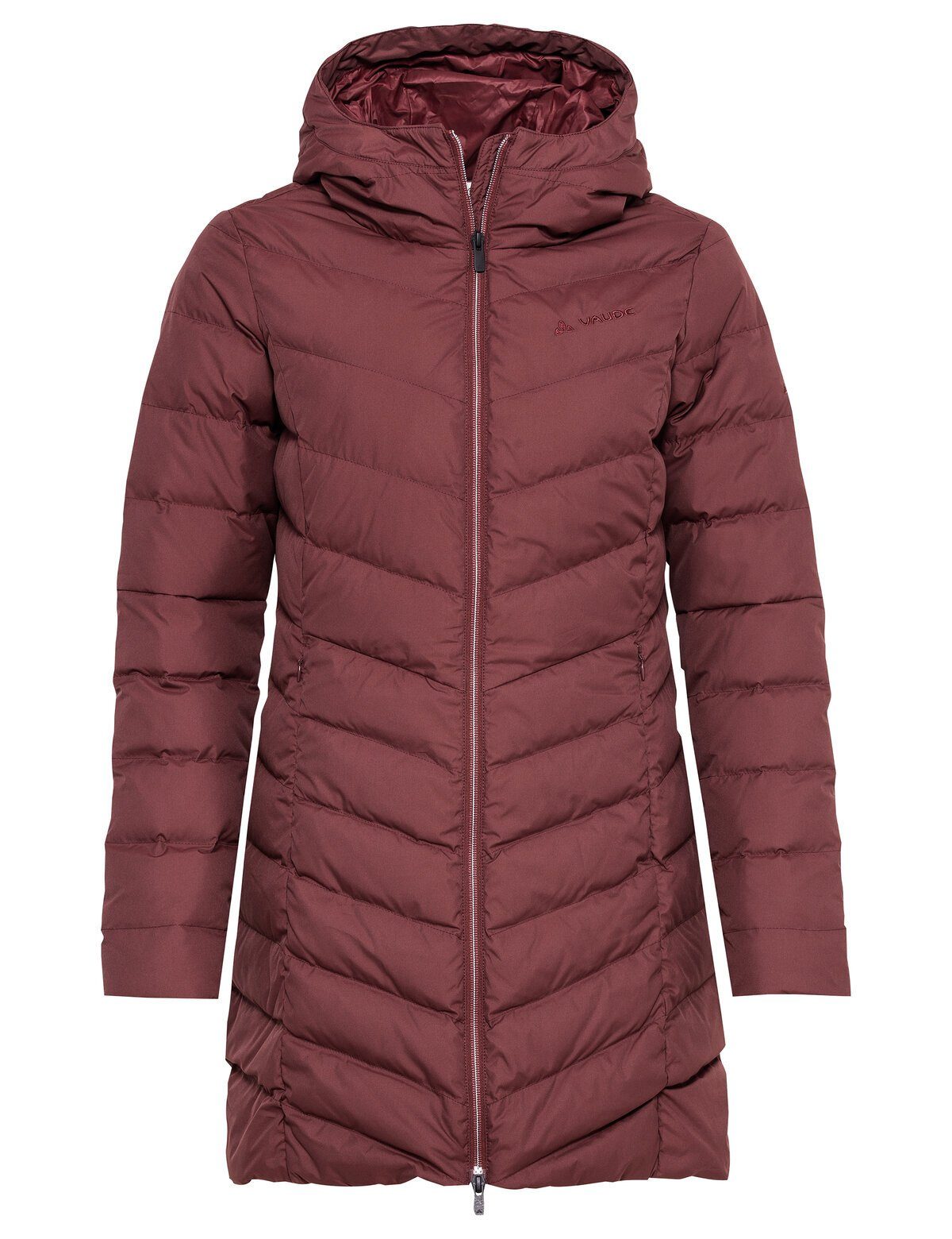 Coat Annecy Women's cherry dark kompensiert Klimaneutral VAUDE (1-St) Outdoorjacke Down