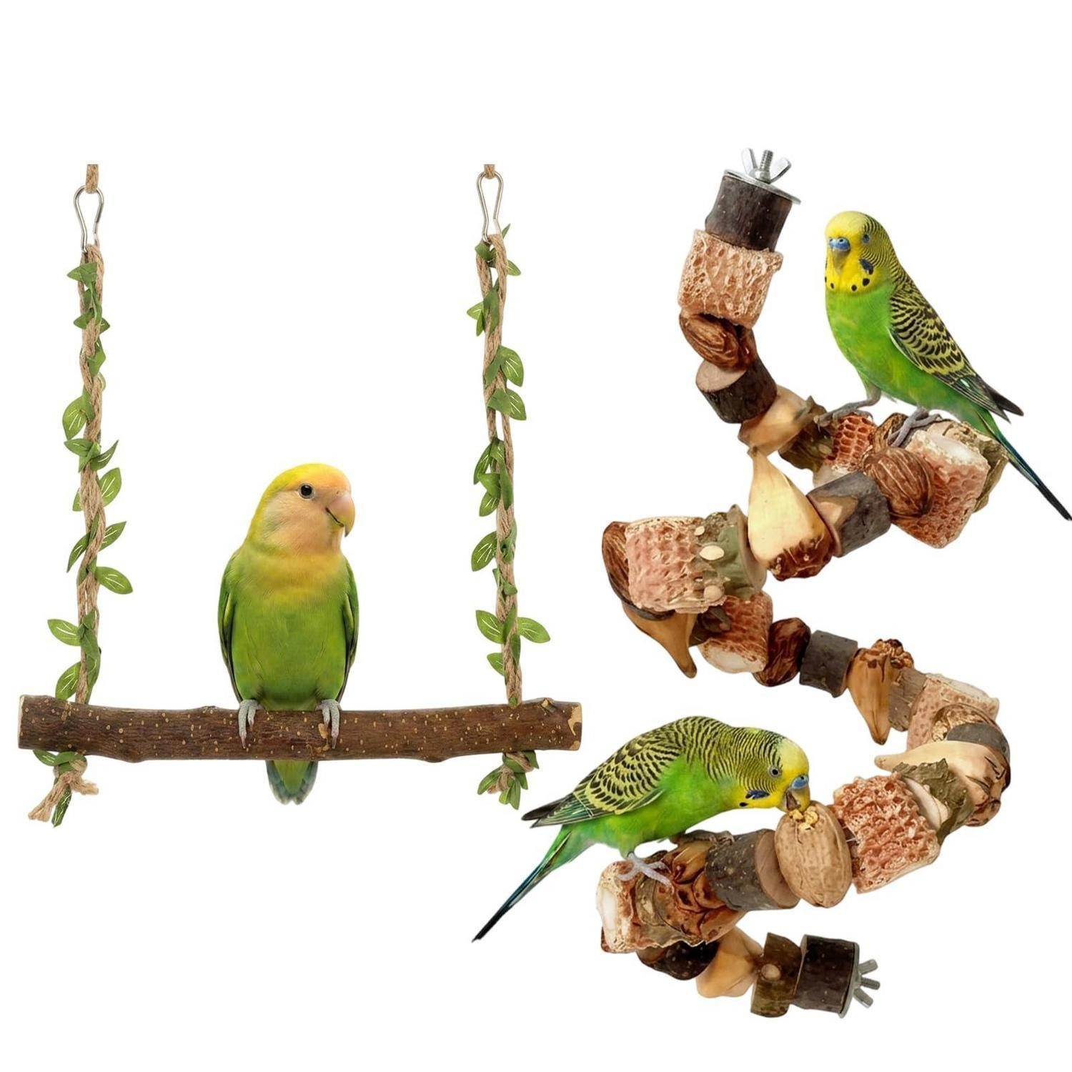 LuxusKollektion Vogelspielplatz Wellensittich Spielzeug Set Sitzstange Schaukel 50cm