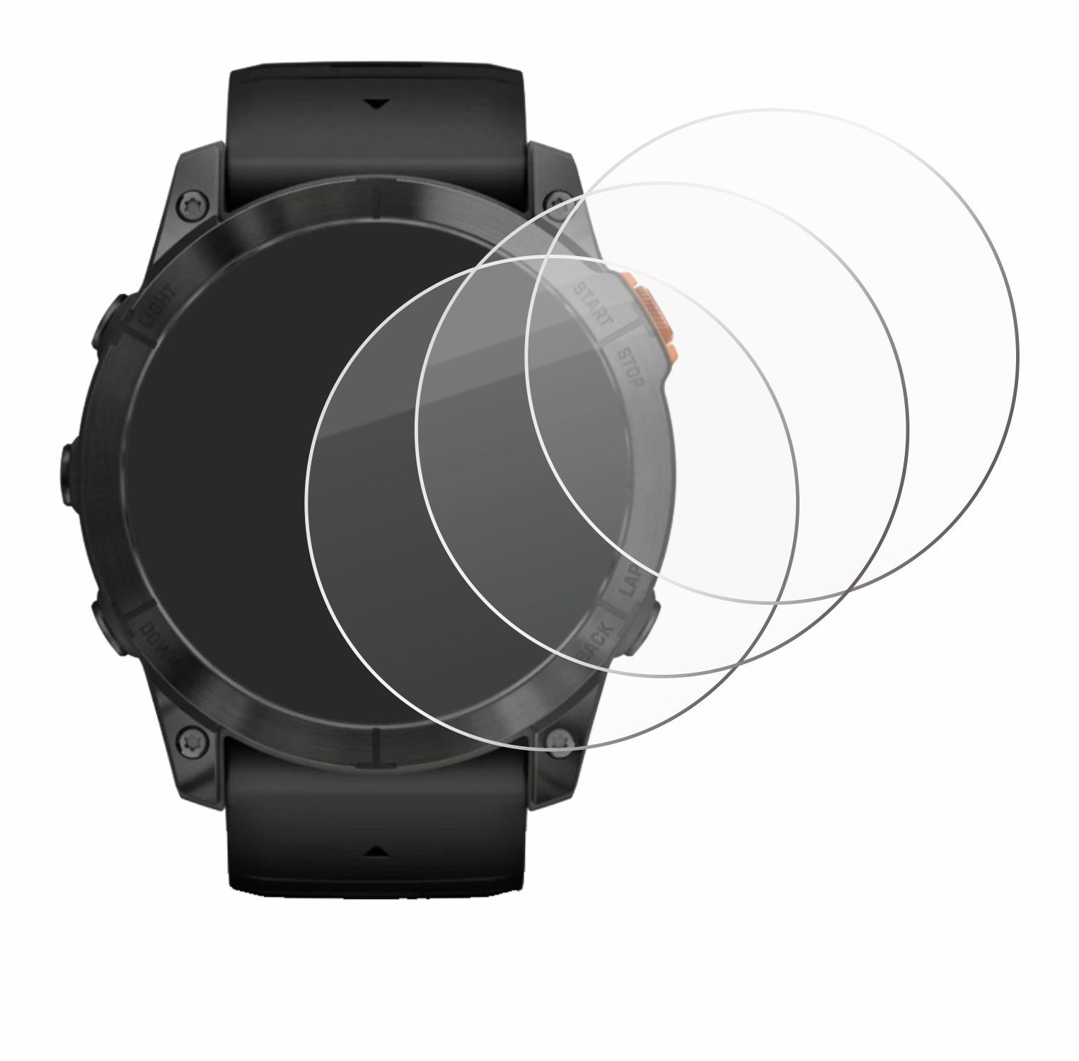 Savvies Displayschutzglas Schutzglas für Garmin Fenix 7X Pro Solar (51 mm), 3 Stück, Displayschutz 9H Glas Klar Transparent