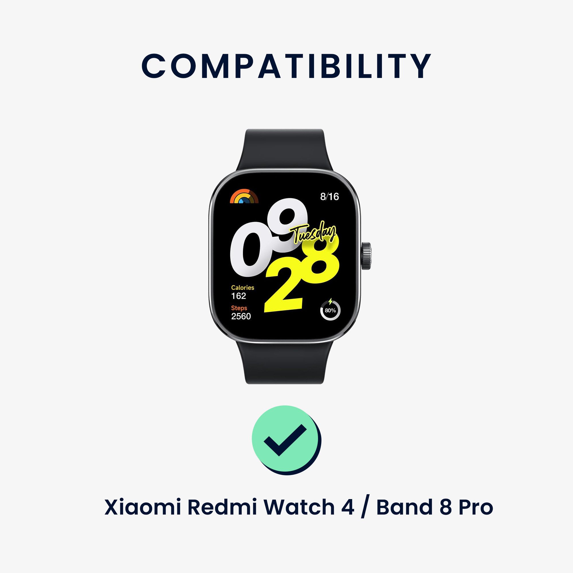 kwmobile Ersatzarmband für Xiaomi Smart Band 8 Pro / Band 9 Pro / Redmi Watch 5 Smartwatch, 1-tlg., Silikon Band für Fitnesstracker 14 - 22 cm Innenmaße