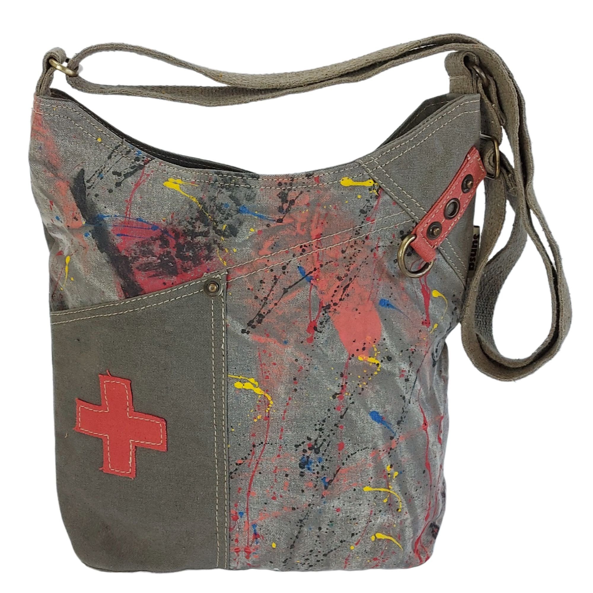 Sunsa Umhängetasche Damen Umhängetasche, Vegane Hobo Tasche, große Canvas Schultertasche, Vegan Tasche