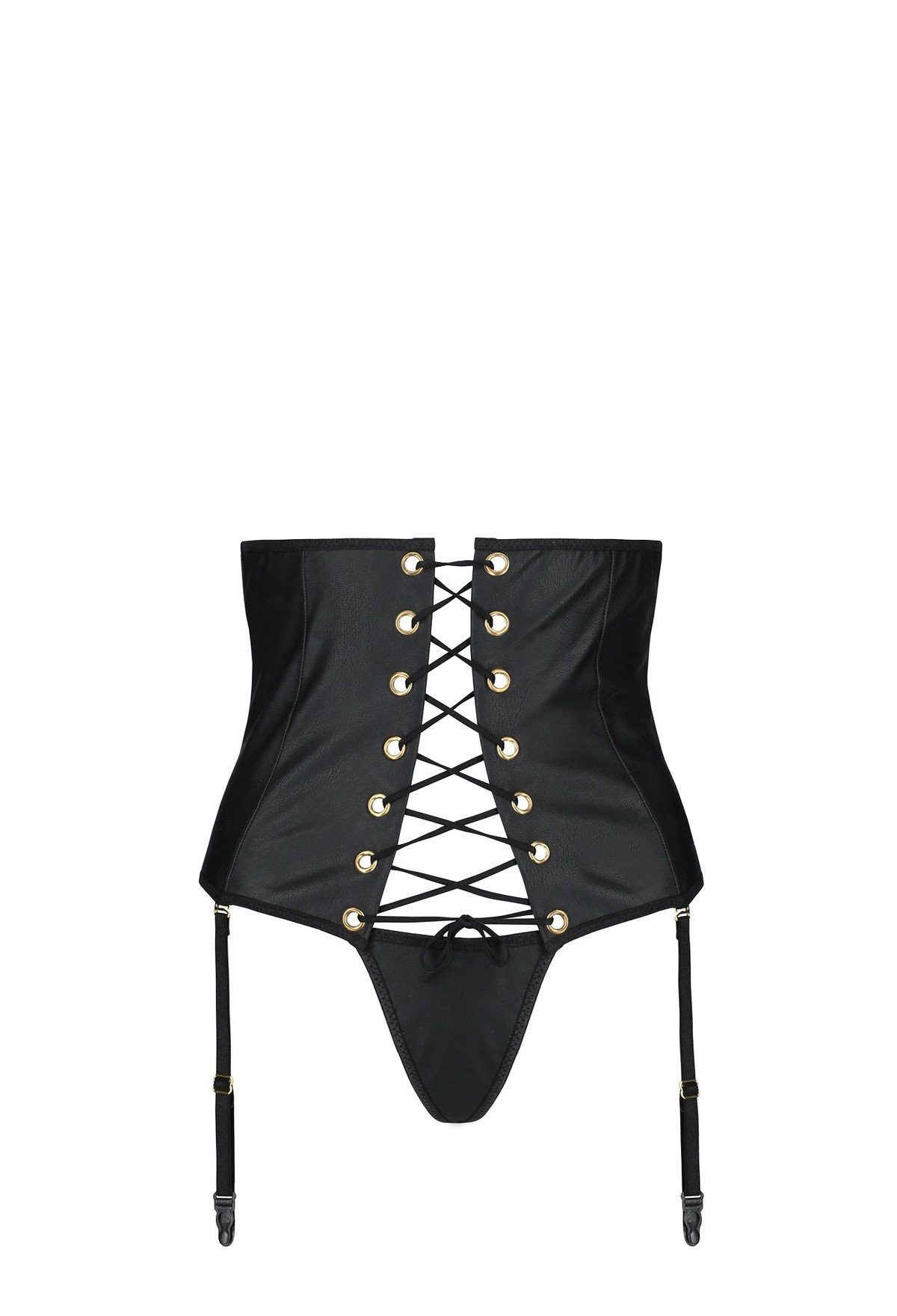 Passion Corsage Unterbrustcorsage Celin schwarz mit String (Set)
