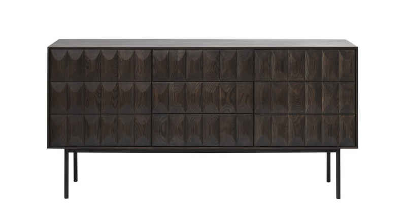 möbelando Sideboard LATINA, aus Eiche/furniert in dunkelbraun mit Absetzungen in Metall Schwarz Lackiert. Abmessungen (B/H/T) 160x79x45 cm