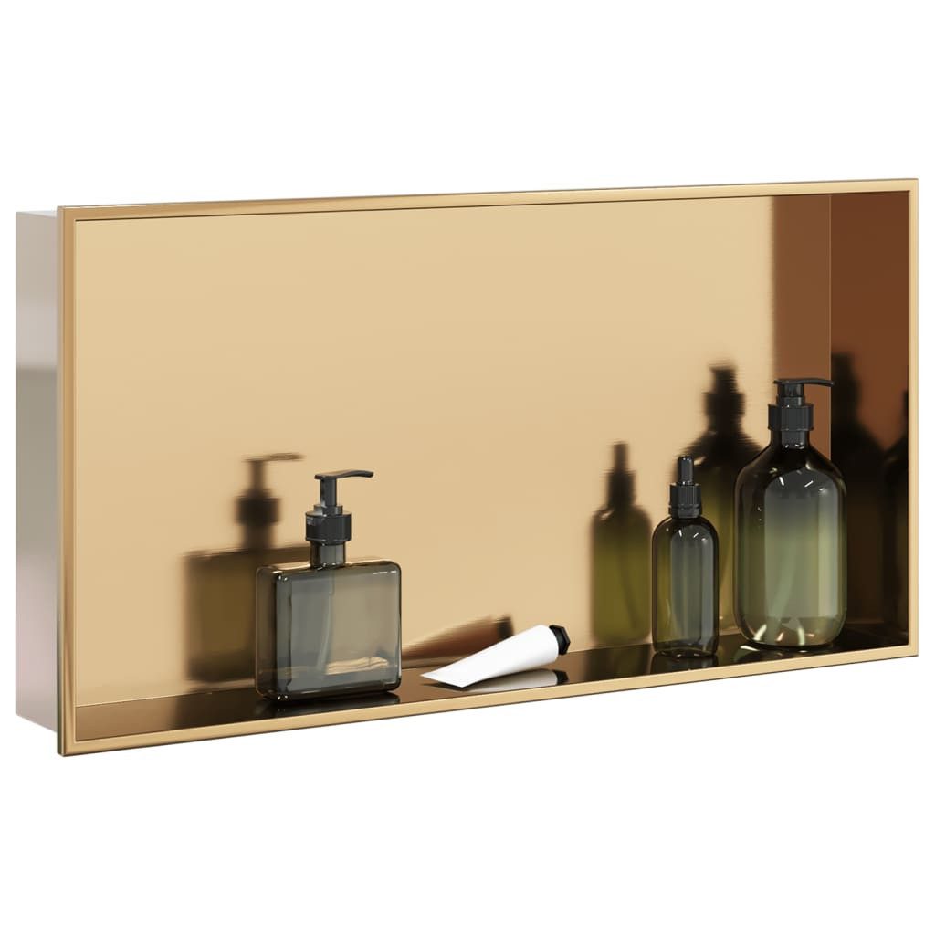 vidaXL Duschwand Duschnische Golden Gebürstet 62x32x9 cm Edelstahl