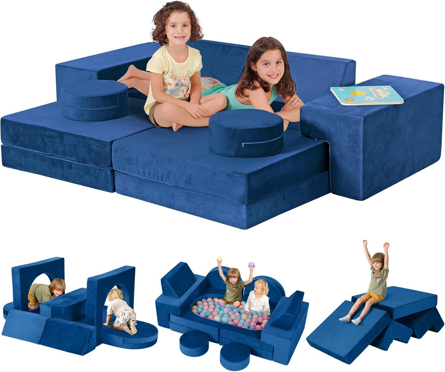 Millybo Kindersofa Kinder Couch Mit Schlaffunktion Ausklappbar 3in1 Kinder Sofa Spielsofa Mit Bettfunktion Mädchen Jungen Sitzsack Minisofa Schlafsofa
