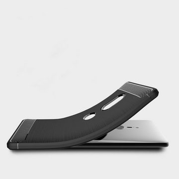 CoolGadget Handyhülle Carbon Handy Hülle für Sony Xperia XZ2 5,7 Zoll, robuste Telefonhülle Case Schutzhülle für Sony XZ2 Hülle