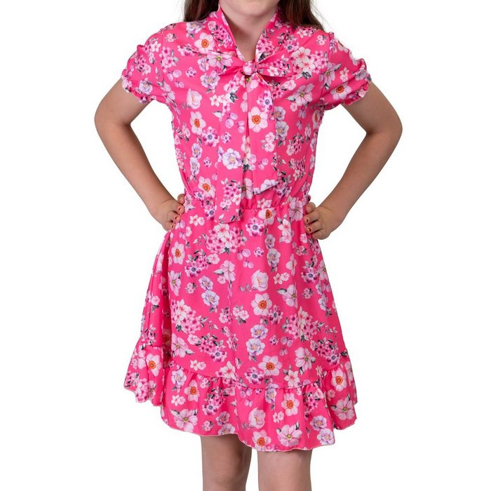 KMISSO Sommerkleid Mädchen Kleid kurze Ärmel Voant Stehkragen 30381 (1-tlg) bequem zu tragen