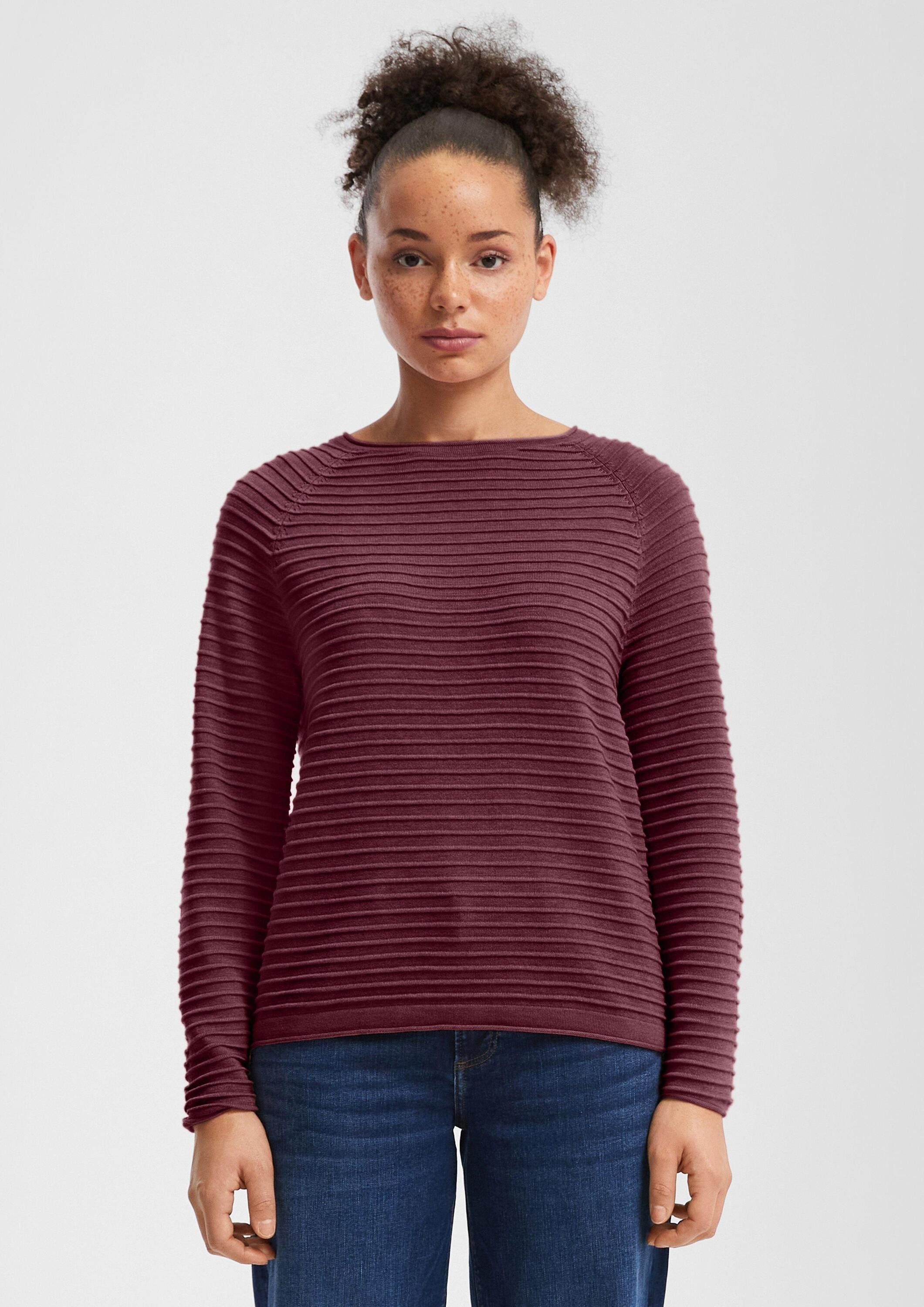 QS Longpullover Strickpullover Pullover mit Strukturmuster aus Viskosemix günstig online kaufen