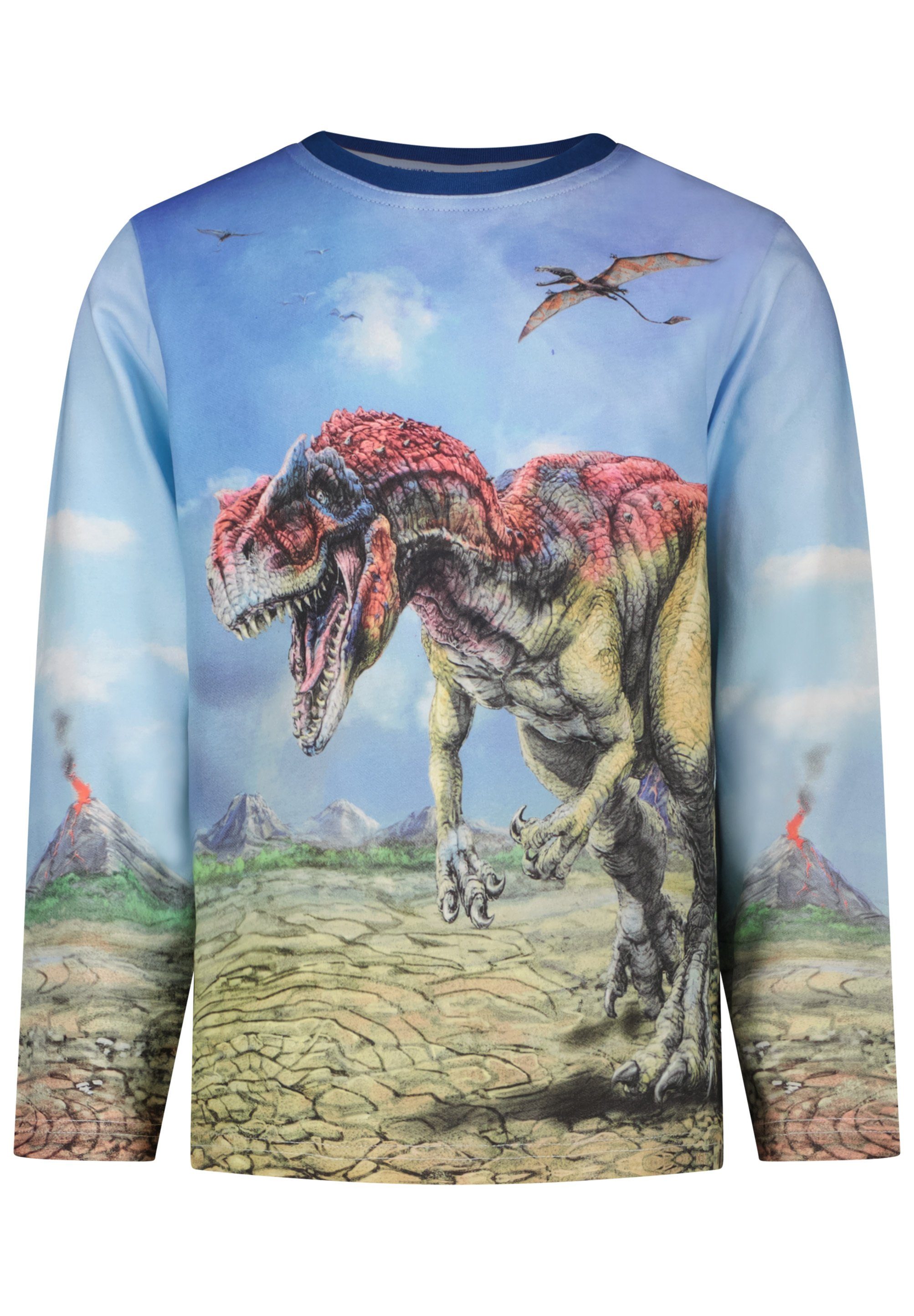 Boys print PEPPER Longsleeve Dinosaur Rundhalspullover AND SALT