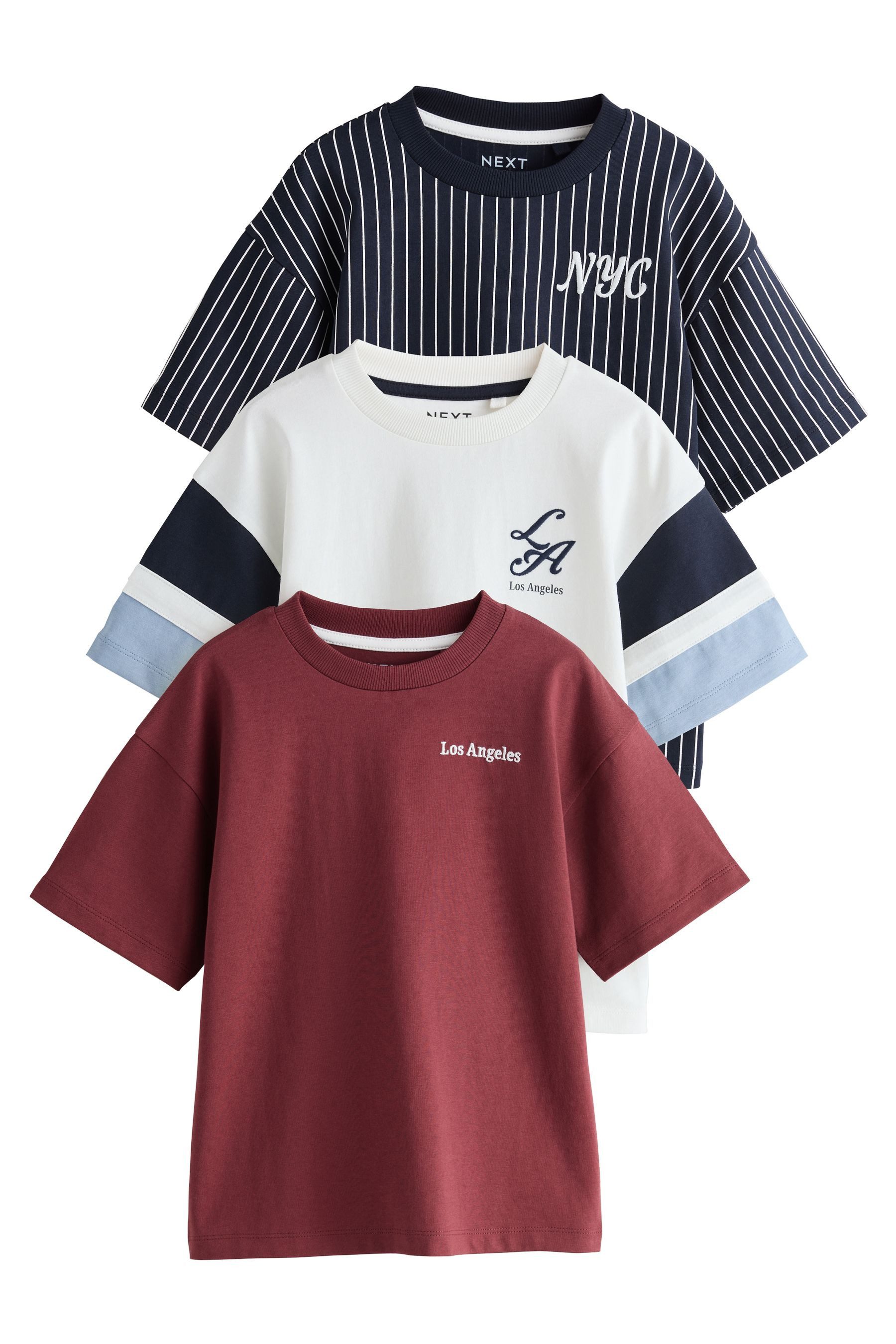 Print-Shirt Relaxed Fit Kurzarm-T-Shirts mit Grafik, 3er-Pack