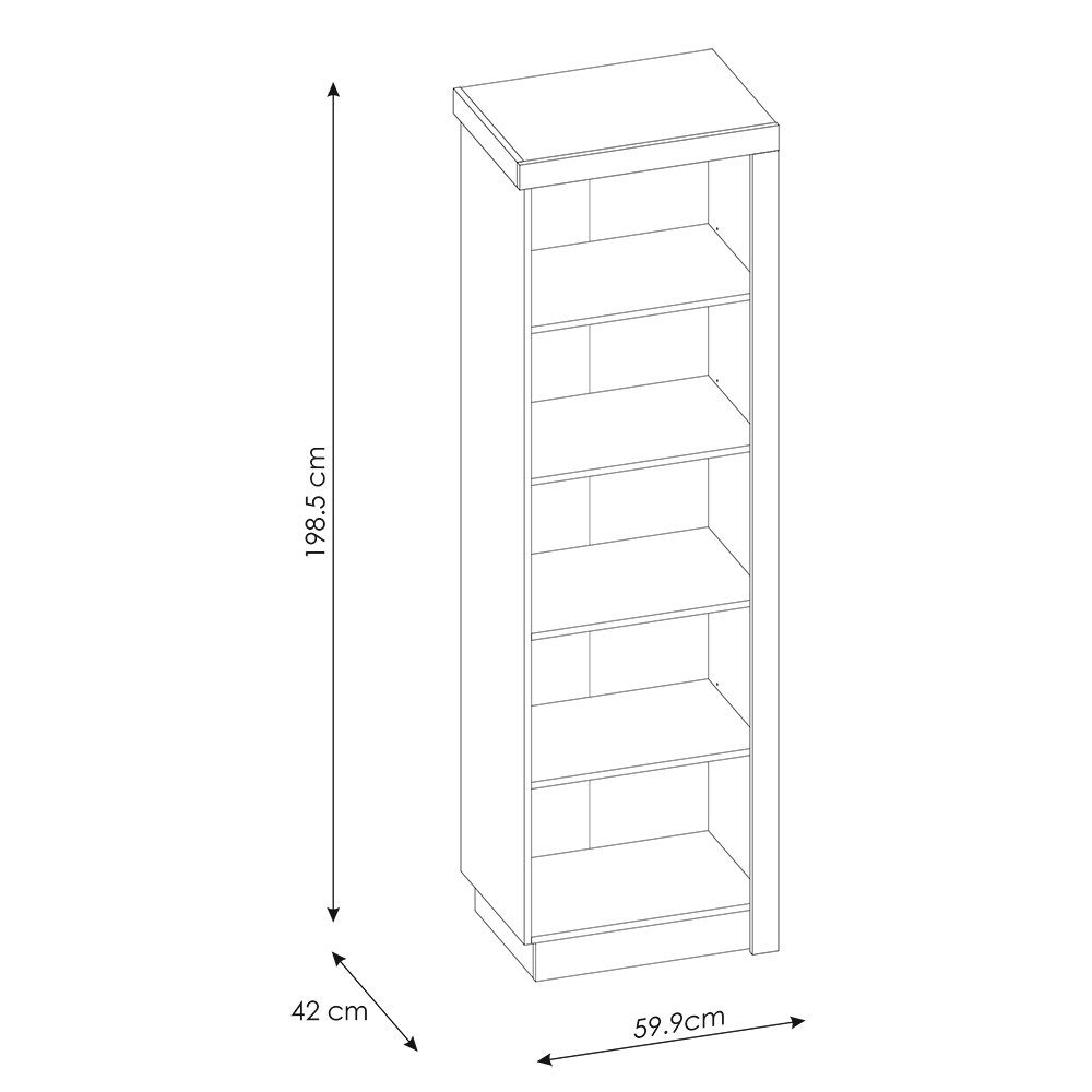 Lomadox Stauraumschrank LYNDHURST-129 Hochglanz, cm weiß B/H/T Fächern offenen in 5 60/198,5/42 mit