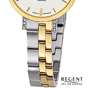 Regent Quarzuhr Regent Damen Armbanduhr Analoganzeige, Damen Armbanduhr rund, klein (ca. 28mm), Metallbandarmband
