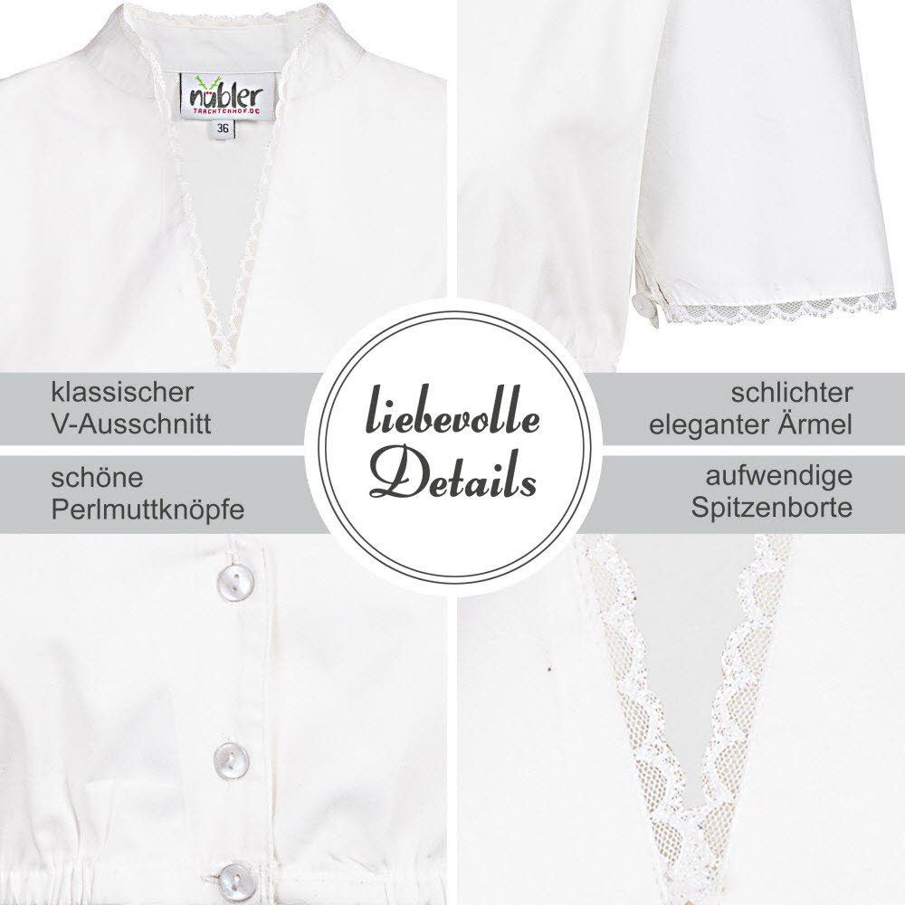 Nübler Dirndlbluse Dirndlbluse Kurzarm Babsi in Weiß von Nübler Größe 32
