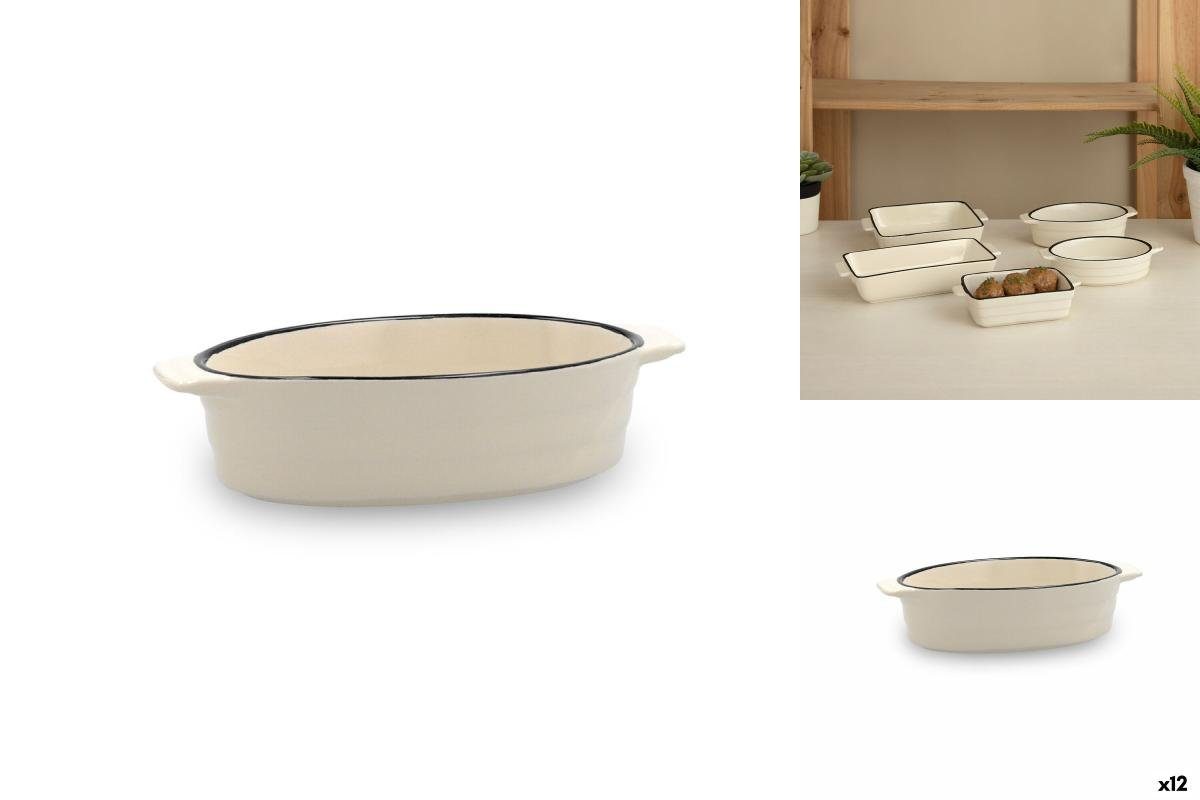 Quid Auflaufform Kochtopf Quid Cocco Oval aus Keramik Weiß 19 x 10,5 x 5 cm Pack 12x Au, Keramik