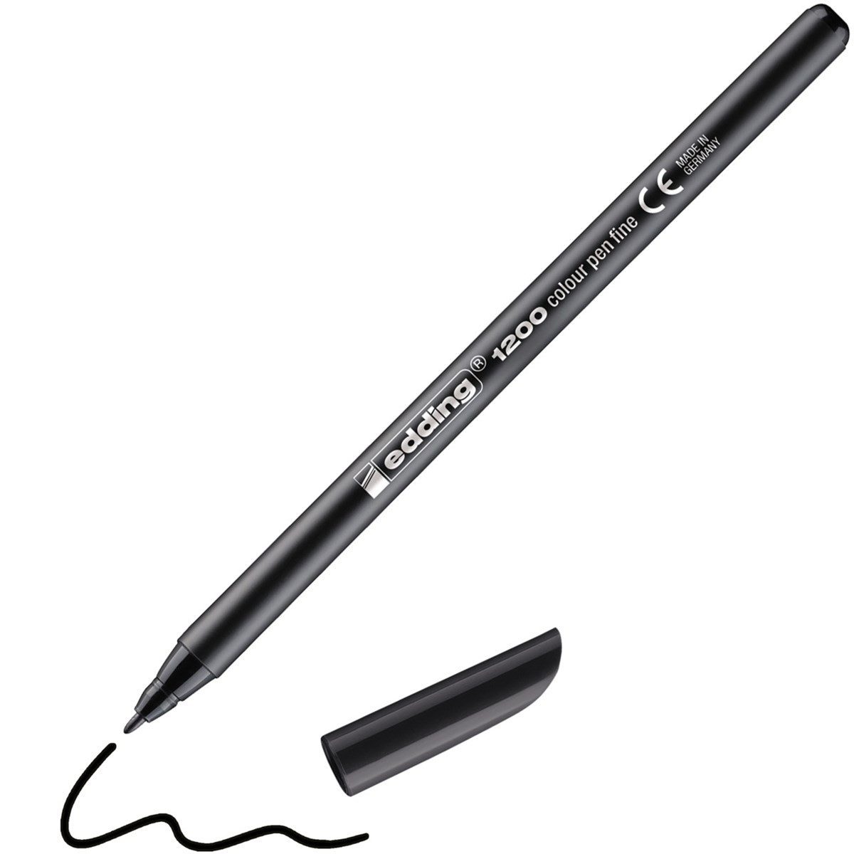 edding Faserstift Fasermaler 1200 colourpen Rundspitze Strichstärke 1 mm schwarz, Rundspitze
