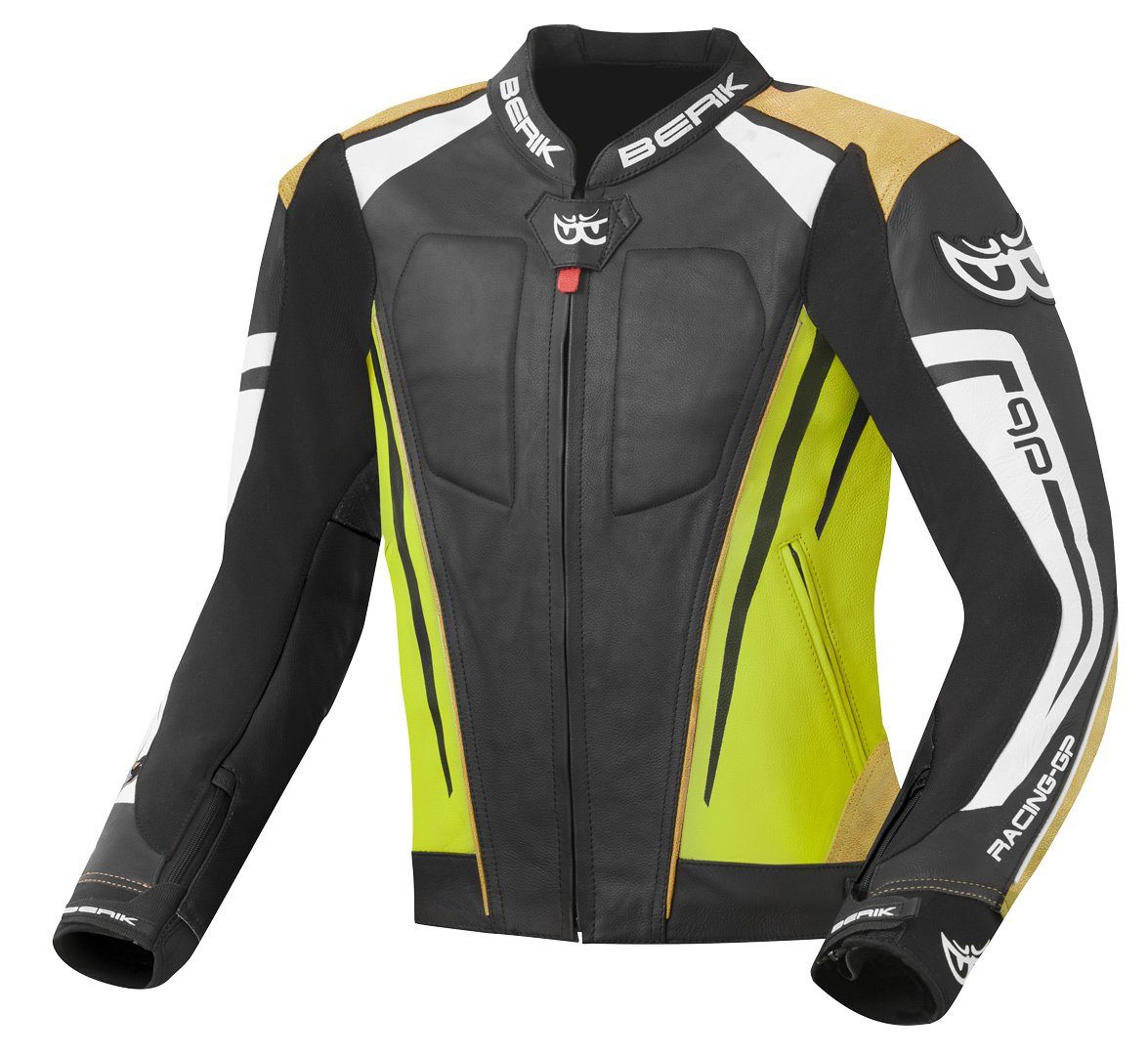 Berik Motorradjacke Striper Evo Motorrad Lederjacke herausnehmbares Innenfutter