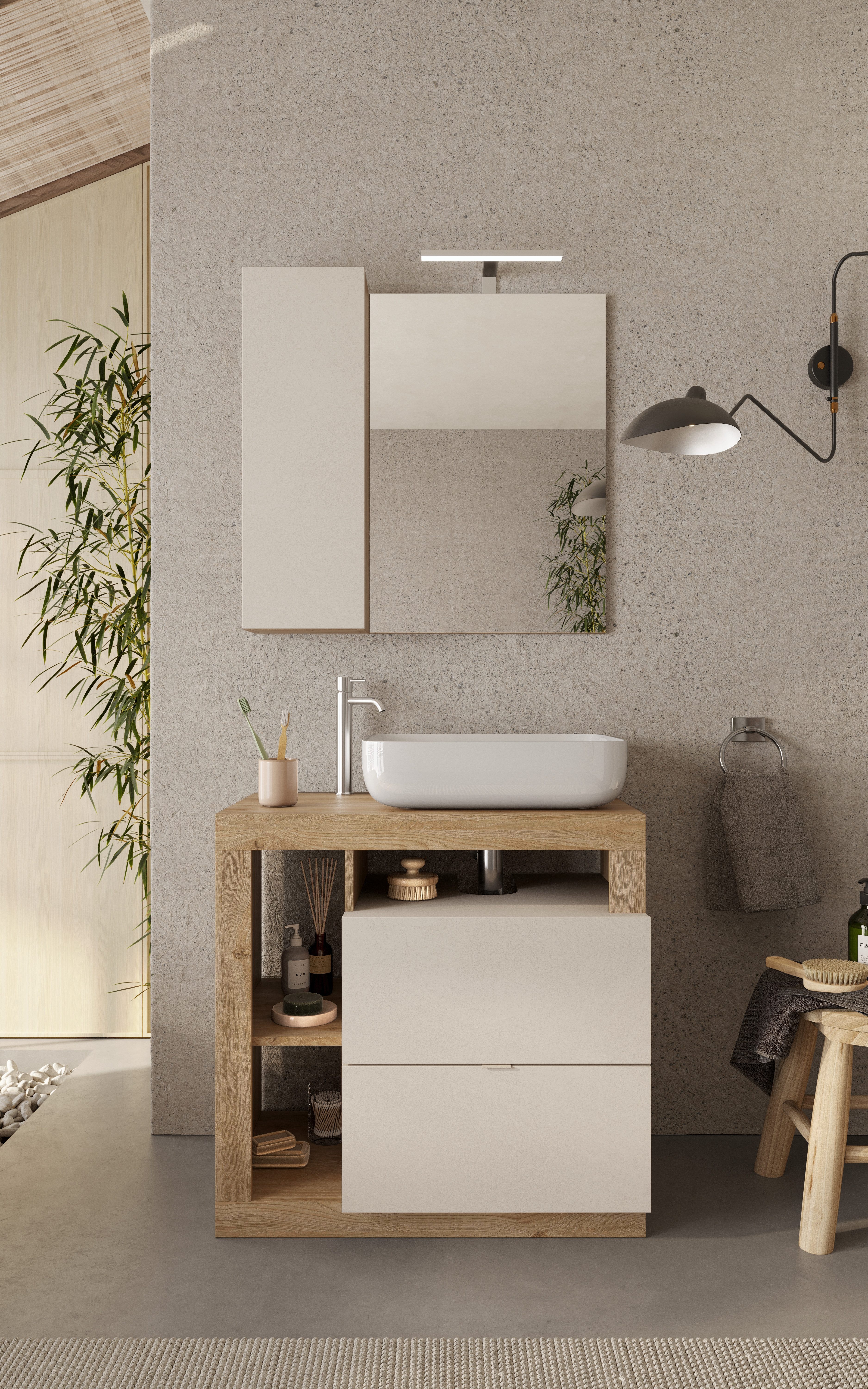 welltime Badmöbel-Set Hamburg, Badezimmerset 2tlg. Breite 79 cm, Badmöbel, günstig online kaufen