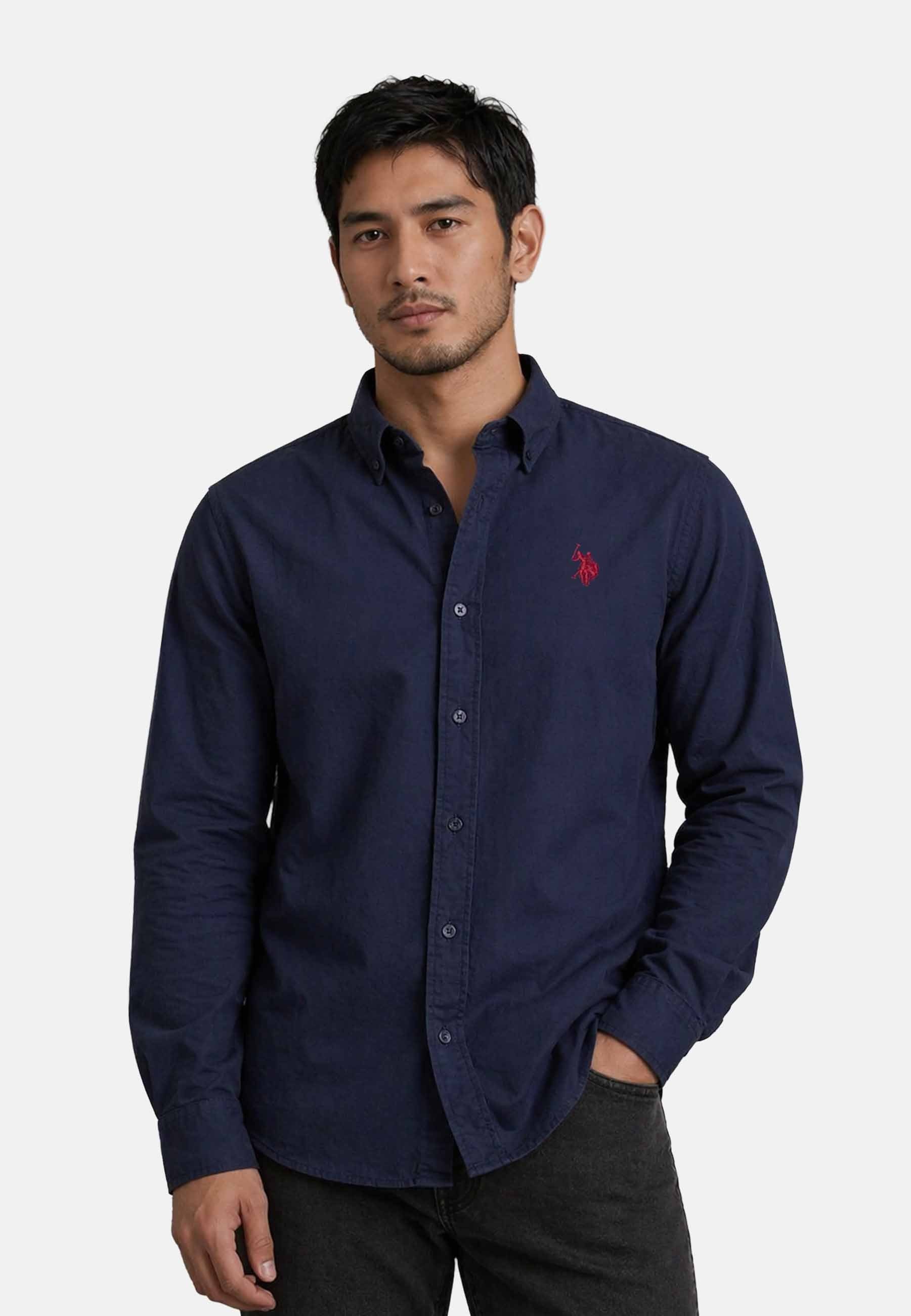 U.S. Polo Assn. Langarmhemd USDeclaan Herren Baumwolle – Langarmhemd mit Button-Down-Kragen Klassisches Baumwollhemd mit Knopfleiste und Logostickerei