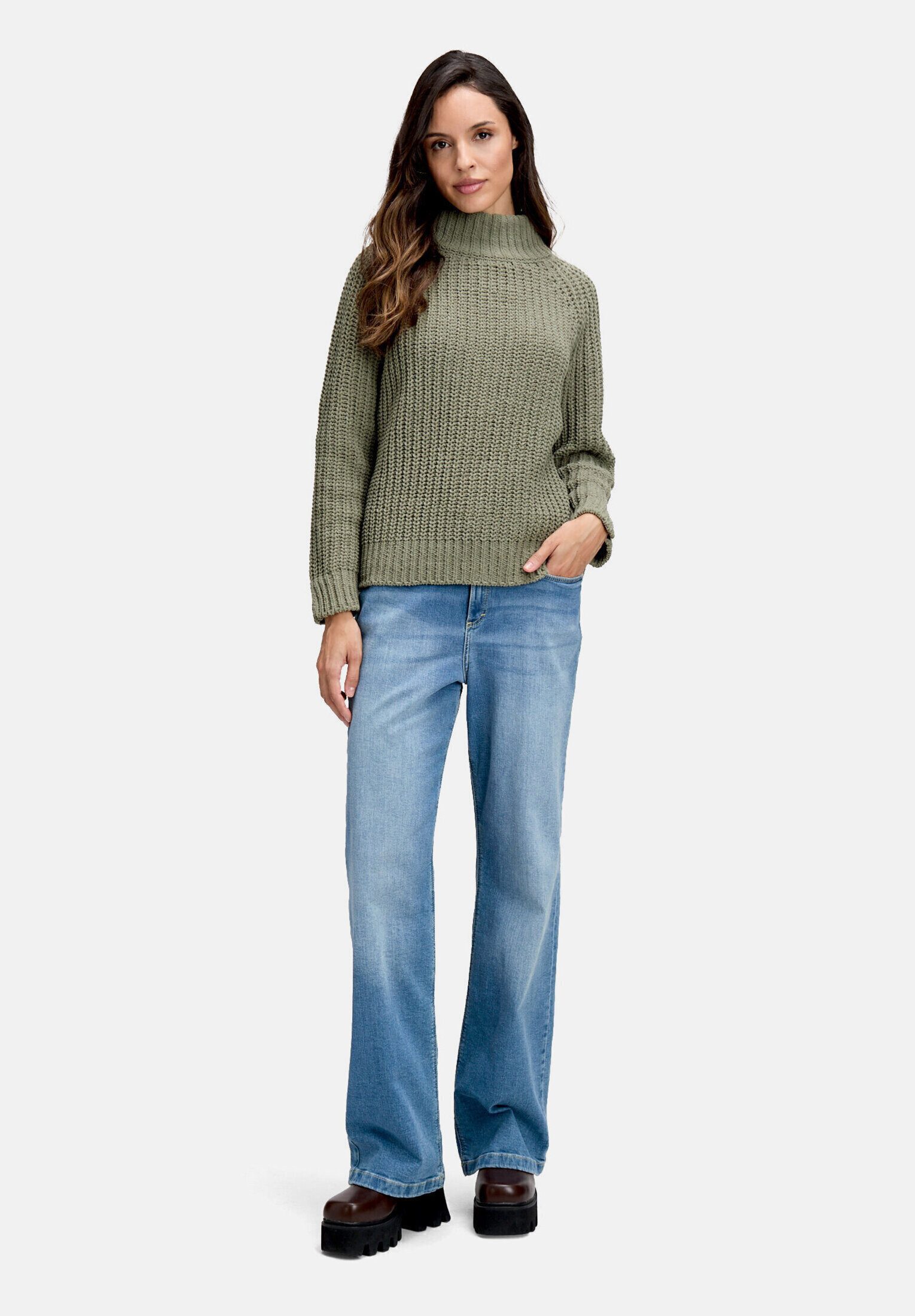 Cartoon Strickpullover Damen mit Stehkragen (1-tlg)