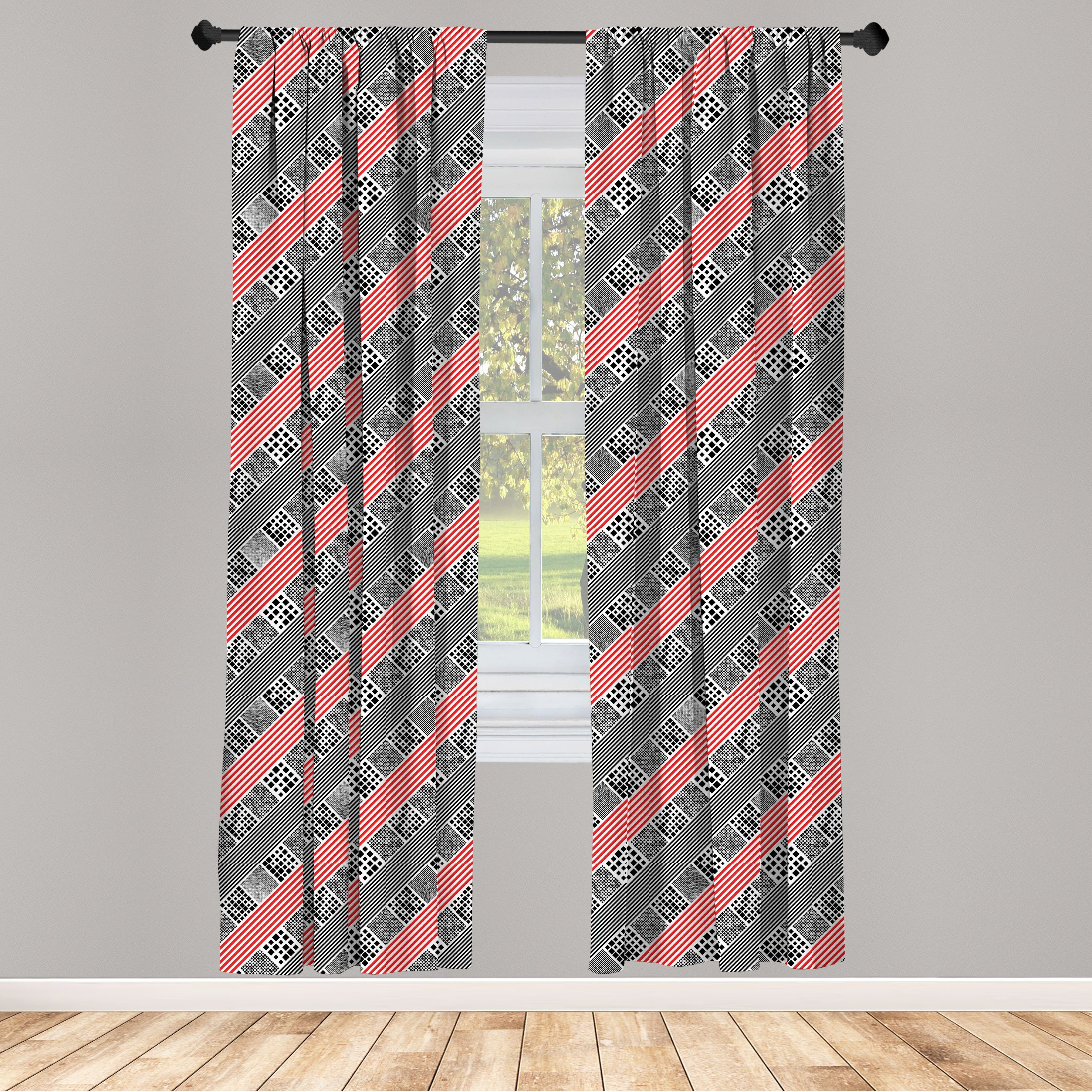 Gardine Vorhang für Wohnzimmer Schlafzimmer Dekor, Abakuhaus, Microfaser, Abstrakt Moderne diagonale Streifen