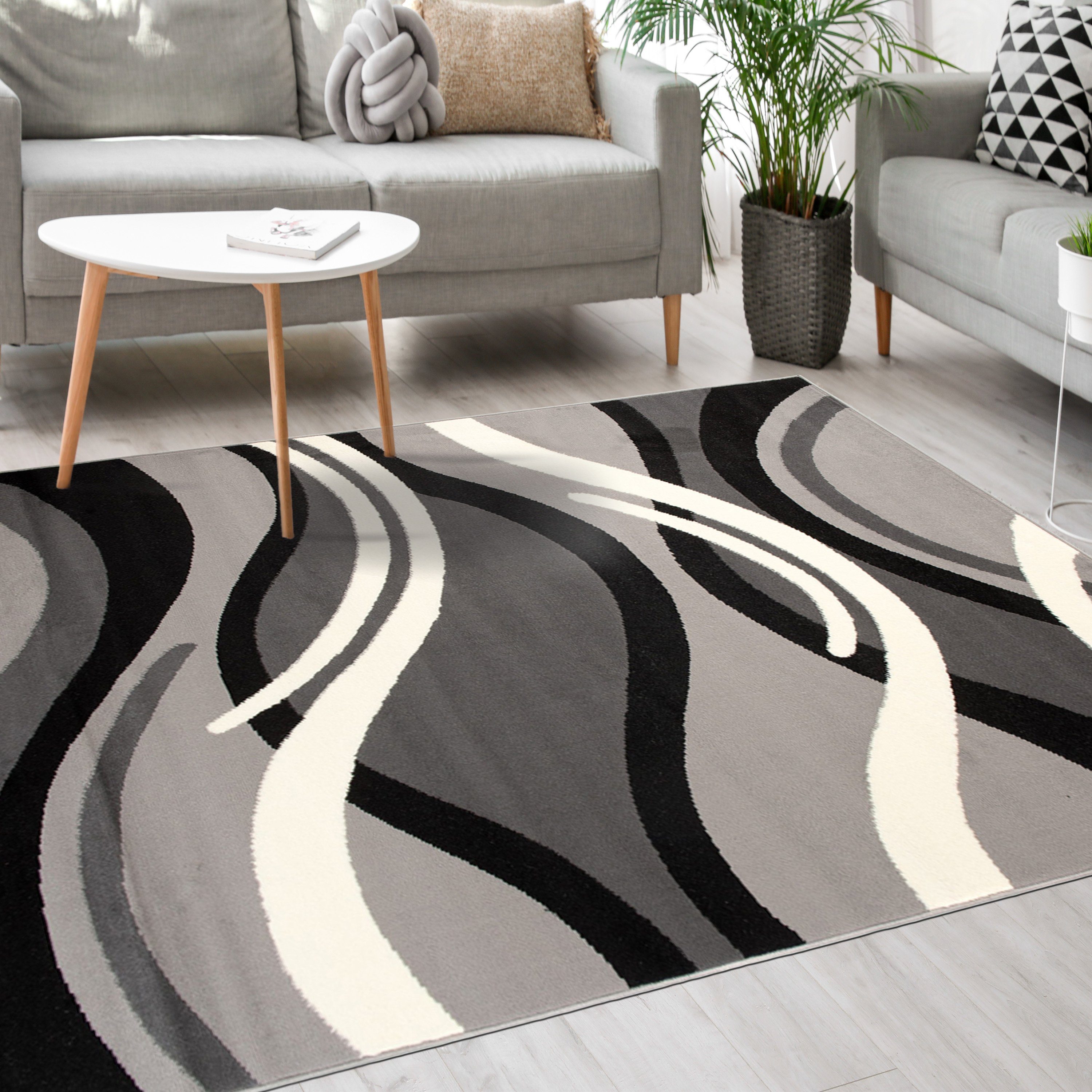 Mazovia Designteppich Modern Teppich Kurzflor Wohnzimmerteppich Robust und pflegeleicht GRAU, 300 x 400 cm, Fußbodenheizung,Allergiker geeignet,Farbecht,Pflegeleicht,Geometrisch