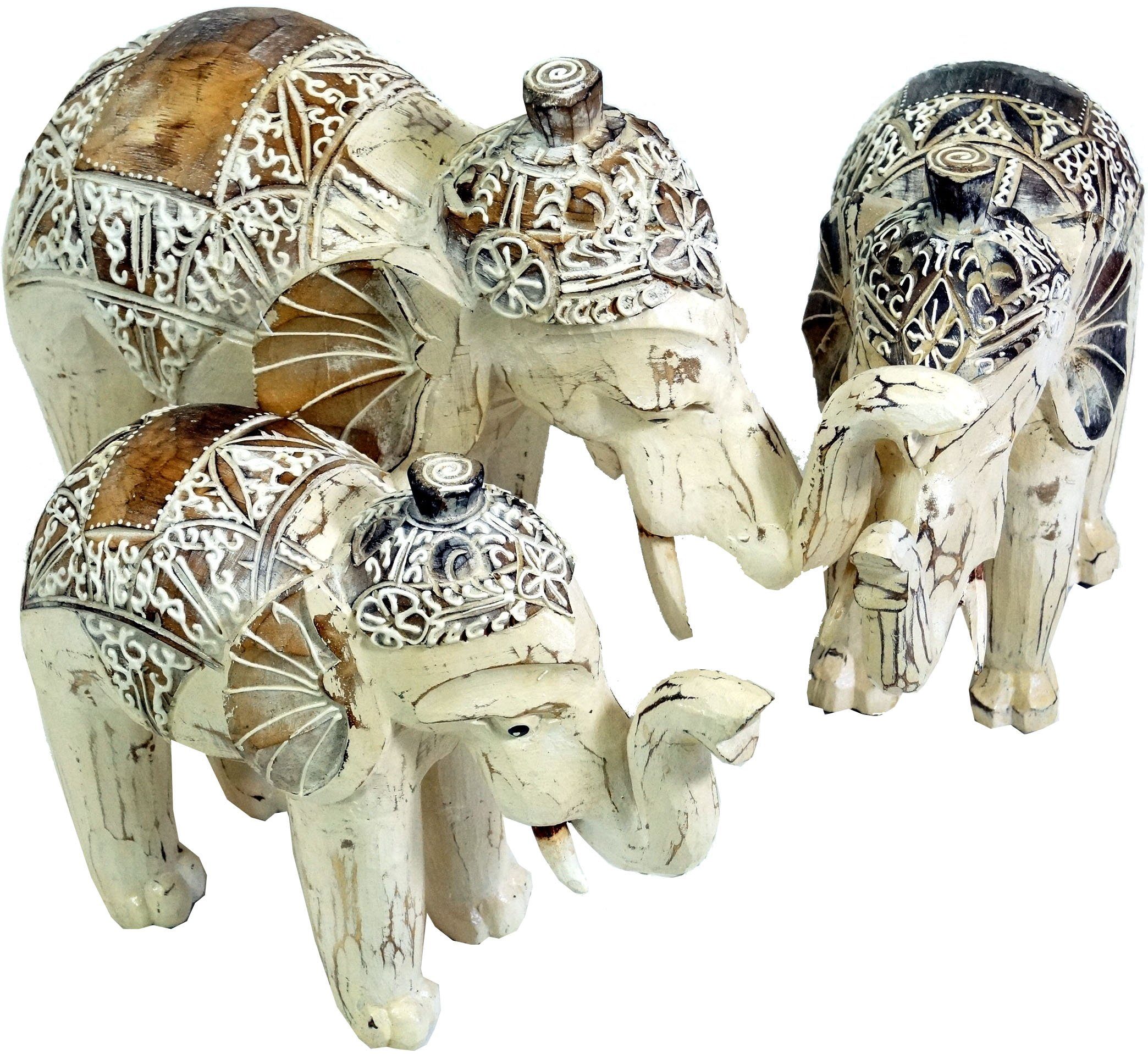 Guru-Shop Dekofigur Geschnitzter Elefant in 3 günstig online kaufen