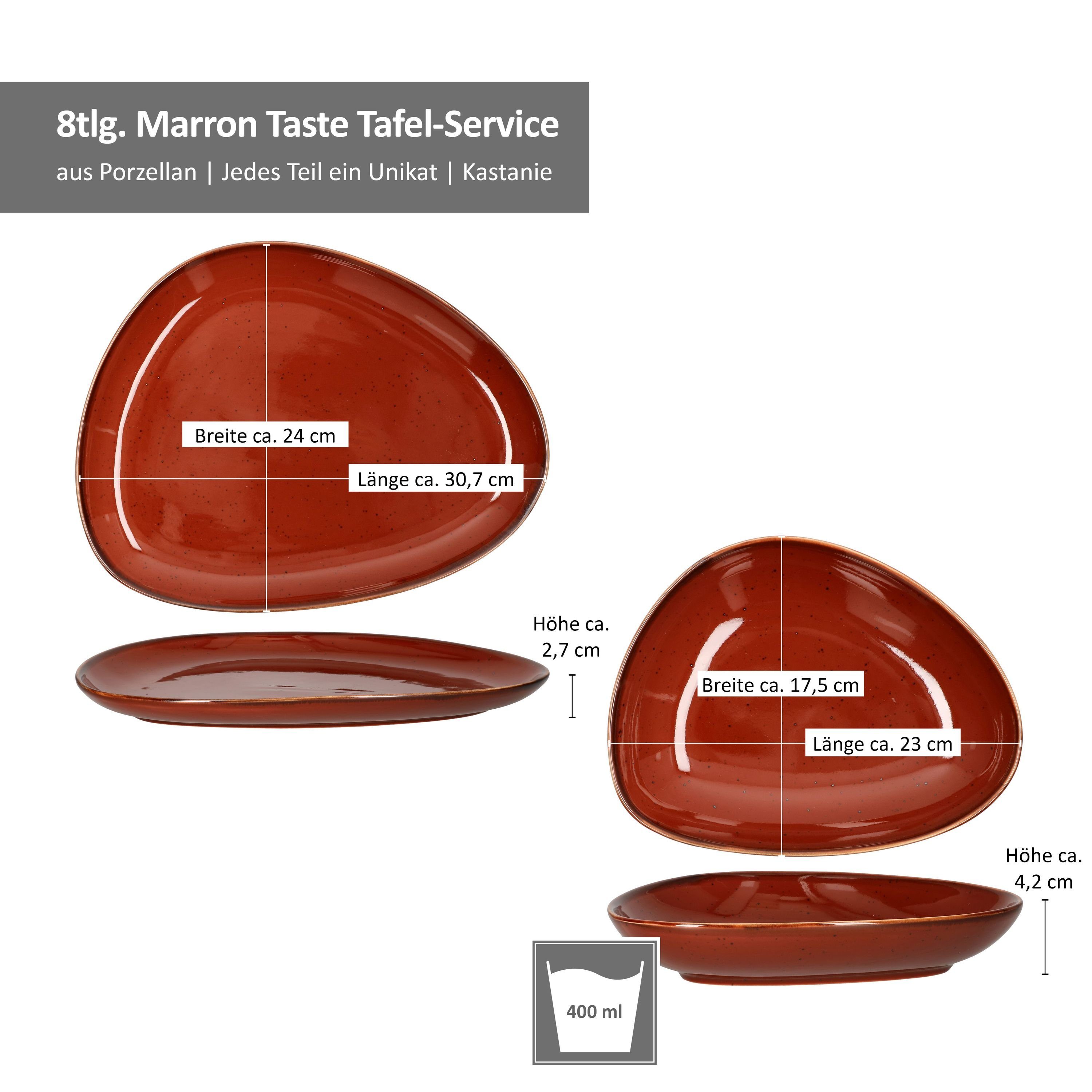 8tlg. Tafel + - Taste MamboCat Service Marron 211528 Tafelservice 211511