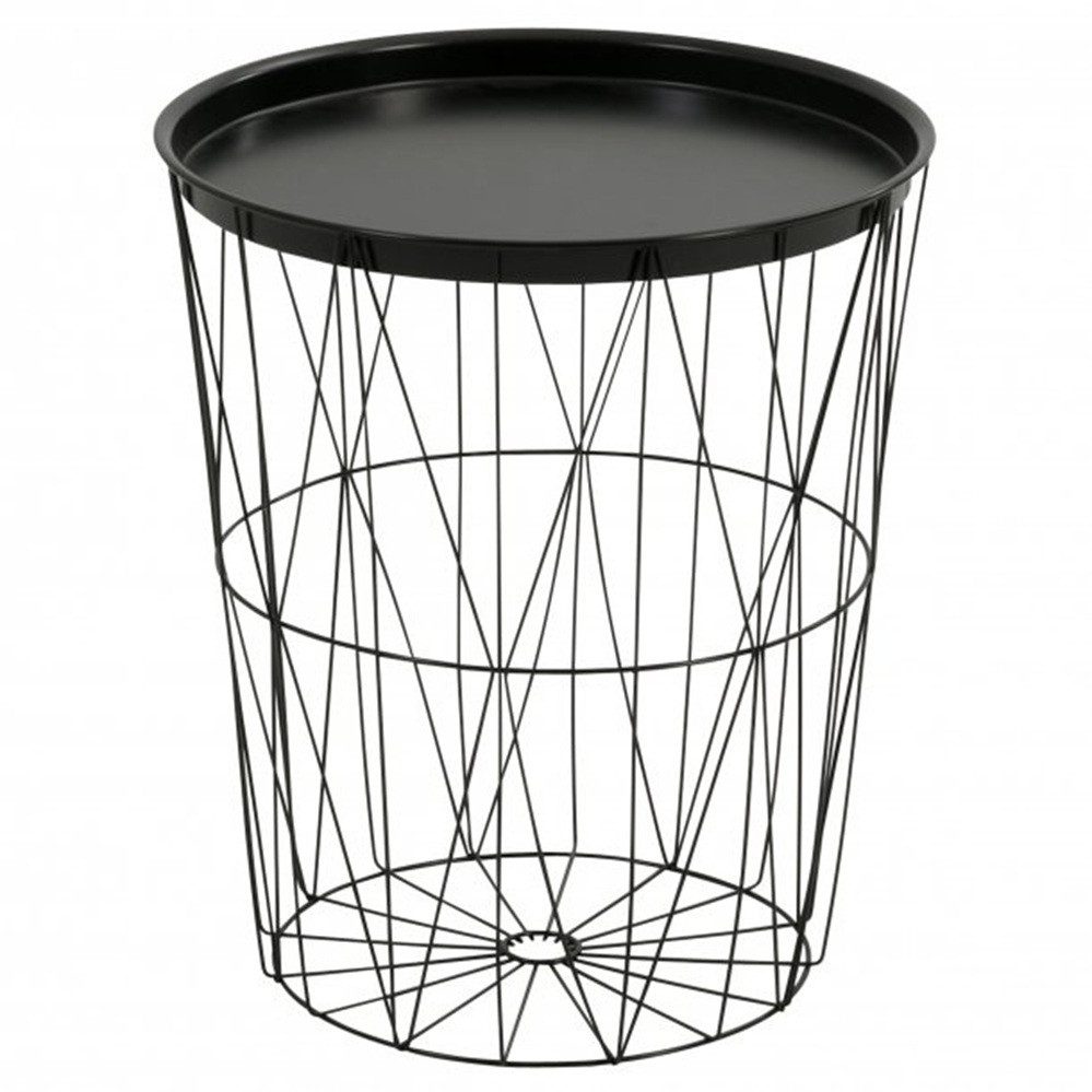 Meinposten Beistelltisch Metalltisch Couchtisch Drahttisch rund schwarz 46x40 cm (1-St), Tablett funktion