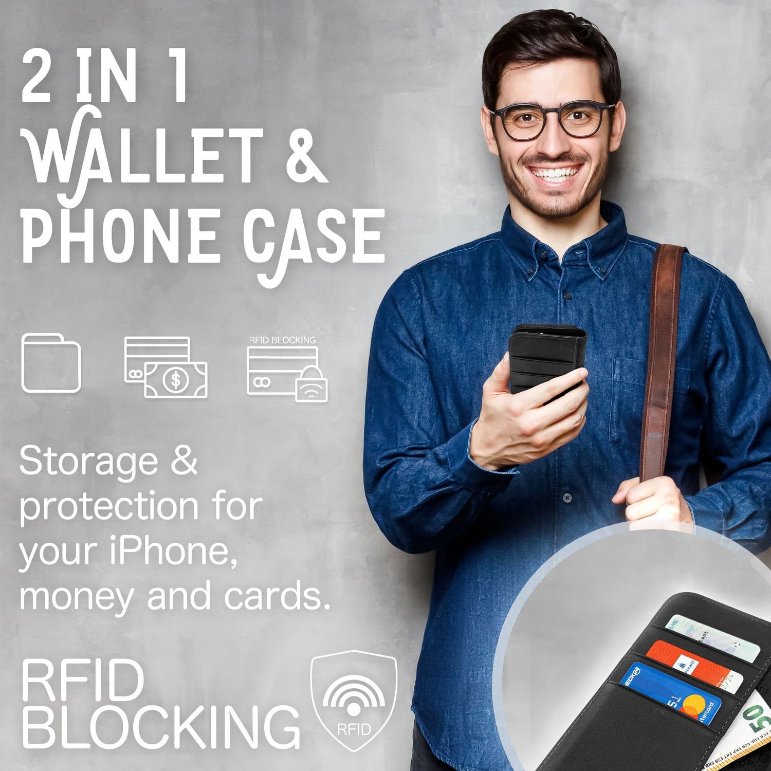 Nalia Flip Case Apple iPhone 14 Plus, Echt Leder Flip Case Hülle / Magnetverschluss / Premium Leather Case