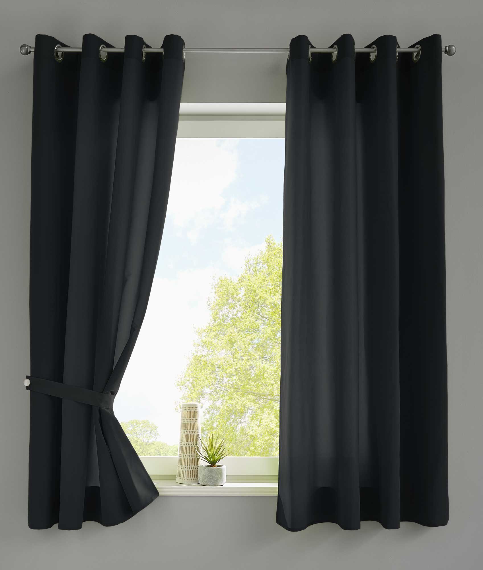 Gardinenbox Vorhang (2 St), Ösen, blickdicht, Microsatin, »Berlin« Blickdicht Microsatin Lichtdurchlässig 20405N2