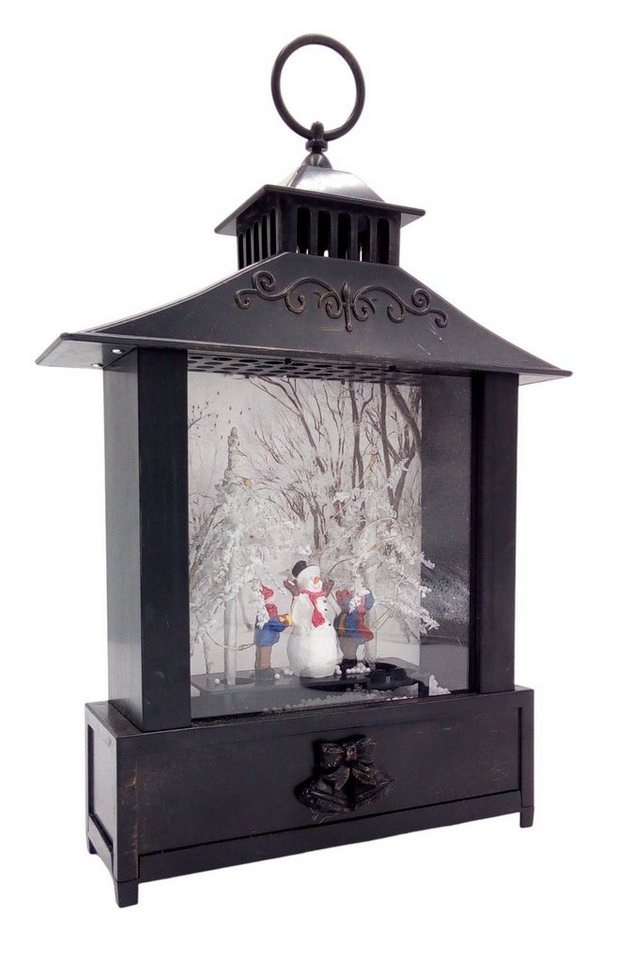 BURI Kerzenlaterne LED-Laterne Schneemann mit Hund oder Kinder im Schnee  Weihnachtsdeko D