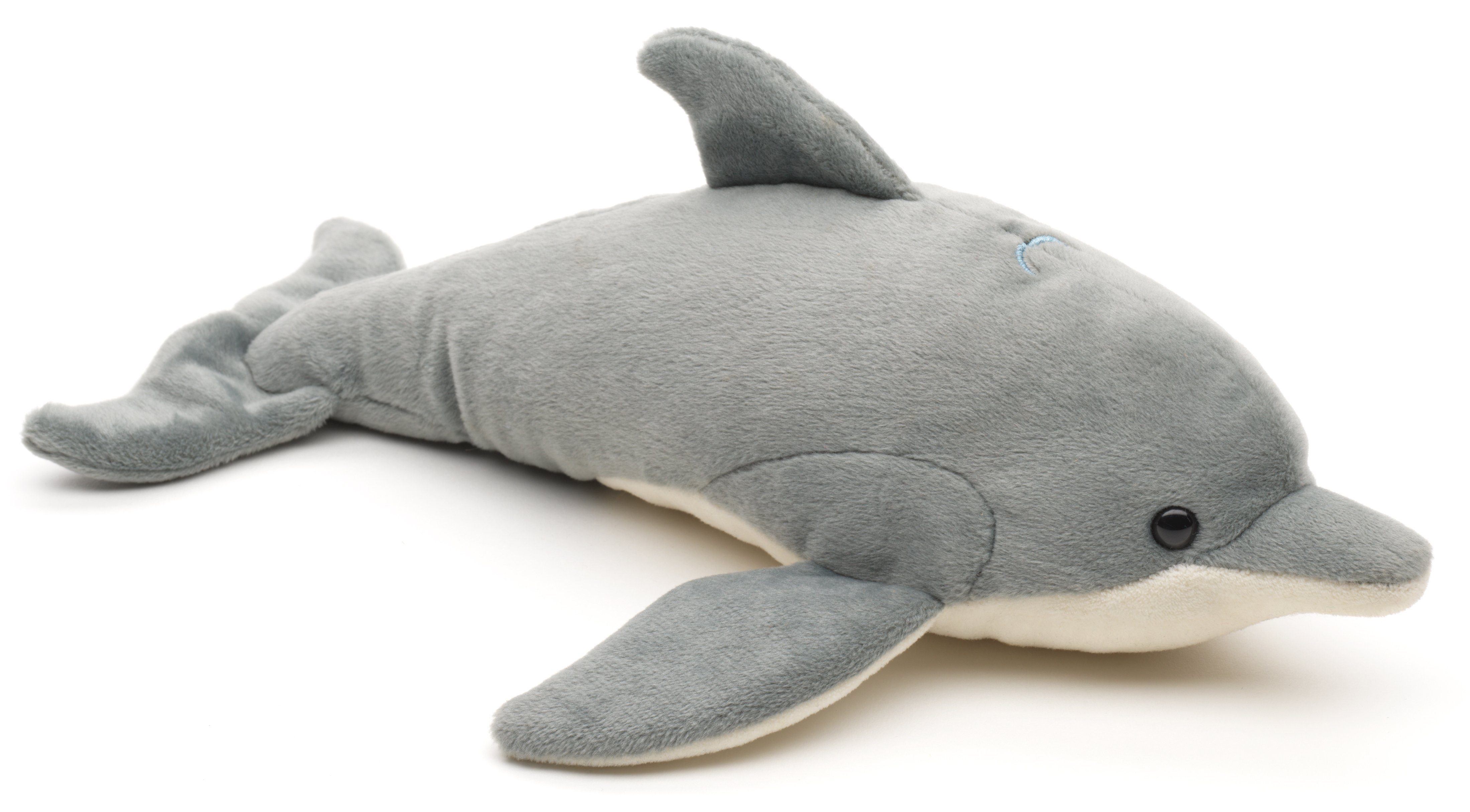 Uni-Toys Kuscheltier Großer Tümmler, Delfin - 28 cm (Länge) - Plüsch-Delphin - Plüschtier, zu 100 % recyceltes Füllmaterial