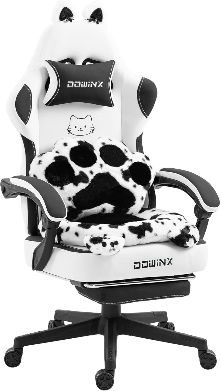 Dowinx Gaming-Stuhl Computerstuhl Ergonomischer Gaming Chair mit Fußstütze Bürostuhl (1 St), Ergonomischer Computerstuhl mit Lendenwirbelstütze