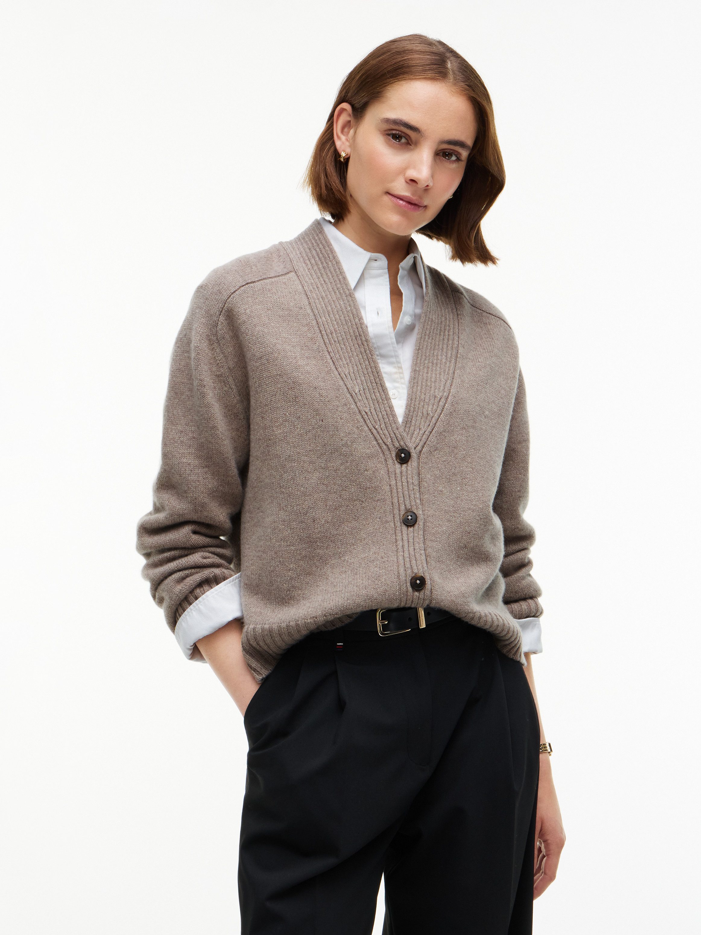 Tommy Hilfiger Strickjacke CASHMERE BLEND V-NK CARDIGAN SWT Wolle & Kaschmir, V-Ausschnitt