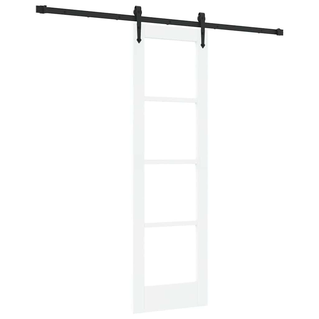 furnicato Schiebetür Massivholz Glas 61 x 198,5 cm Weiß und Schwarz, Leise gleitende Glastür mit platzsparendem Schiebesystem für innen