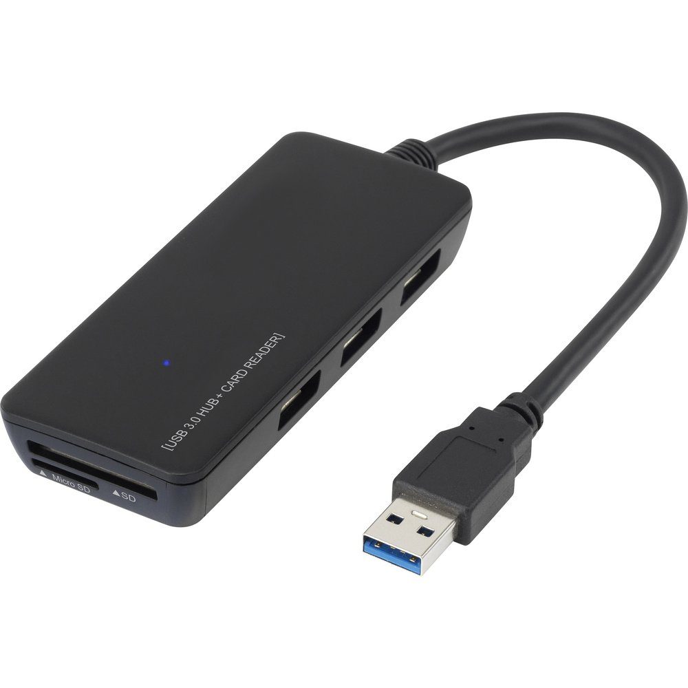 USB-Verteiler Renkforce 3 Port USB 3.2 Gen 1-Hub (USB 3.0) mit eingebautem SD-Karte