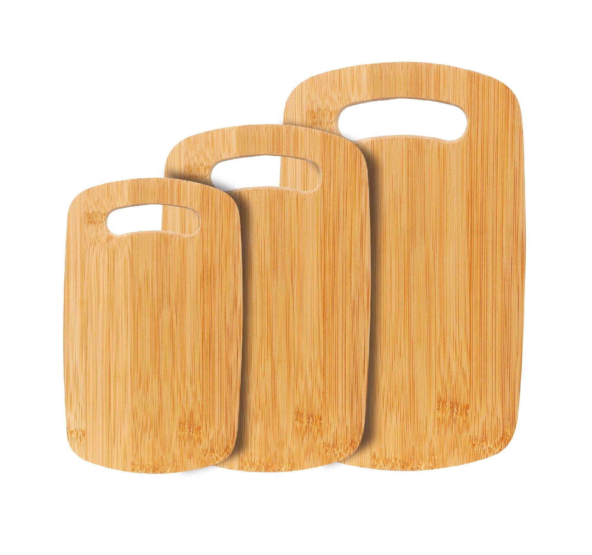 Cheffinger Schneidebrett 3-teiliges Bambus Schneidebrett-Set – Robust & Vielseitig, (3-St)