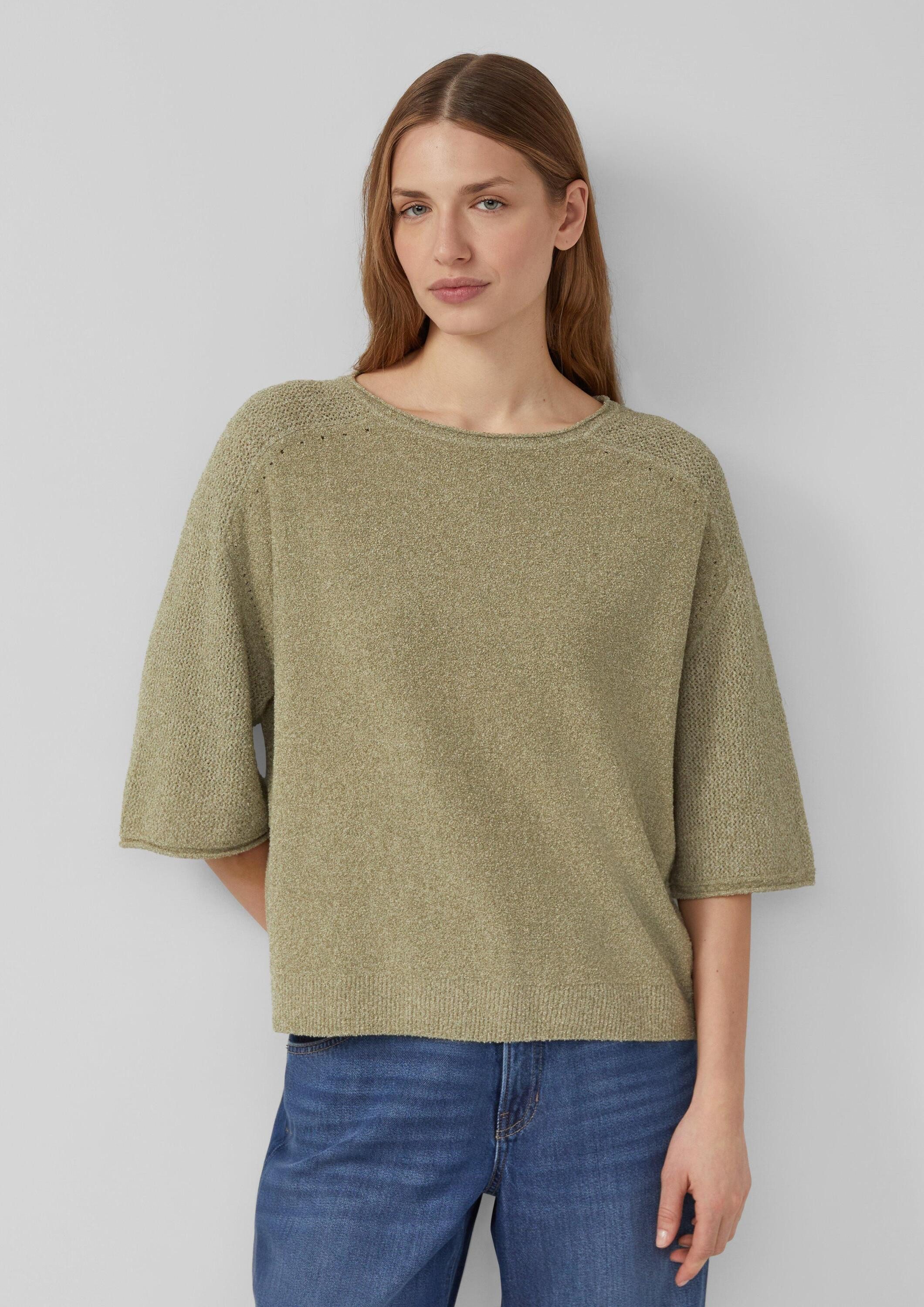 s.Oliver Kurzarmpullover Strickpullover Raglan-Strickpullover aus Bouclé günstig online kaufen