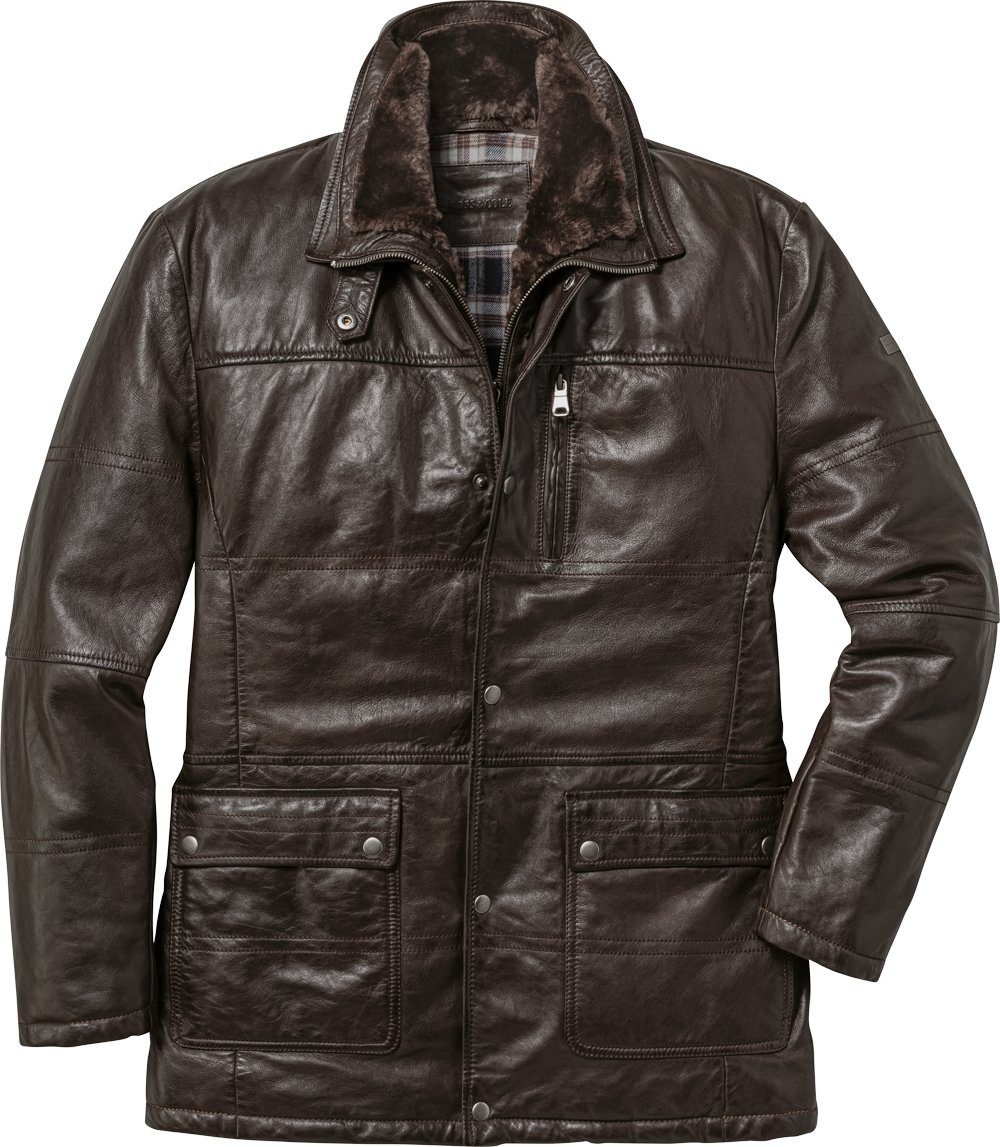 Ross & Cole Lederjacke hoher Tragekomfort, zwei Tragevarianten durch abzippbaren Kragen