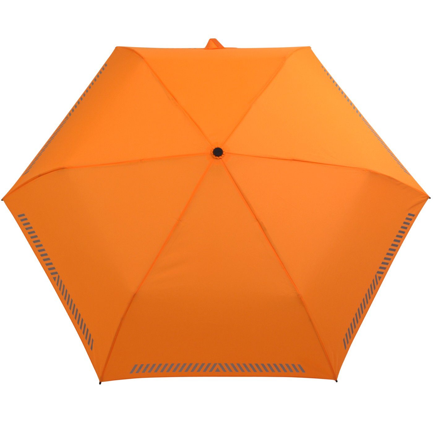 Sicherheit Reflex-Streifen neon Auf-Zu-Automatik, - durch iX-brella Taschenregenschirm Kinderschirm mit reflektierend, orange