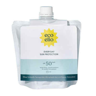 eco elio Sonnenschutzfluid LSF 50 Nachhaltig & Hautverträglich, Nachfüllpack, Refill, schnell einziehend