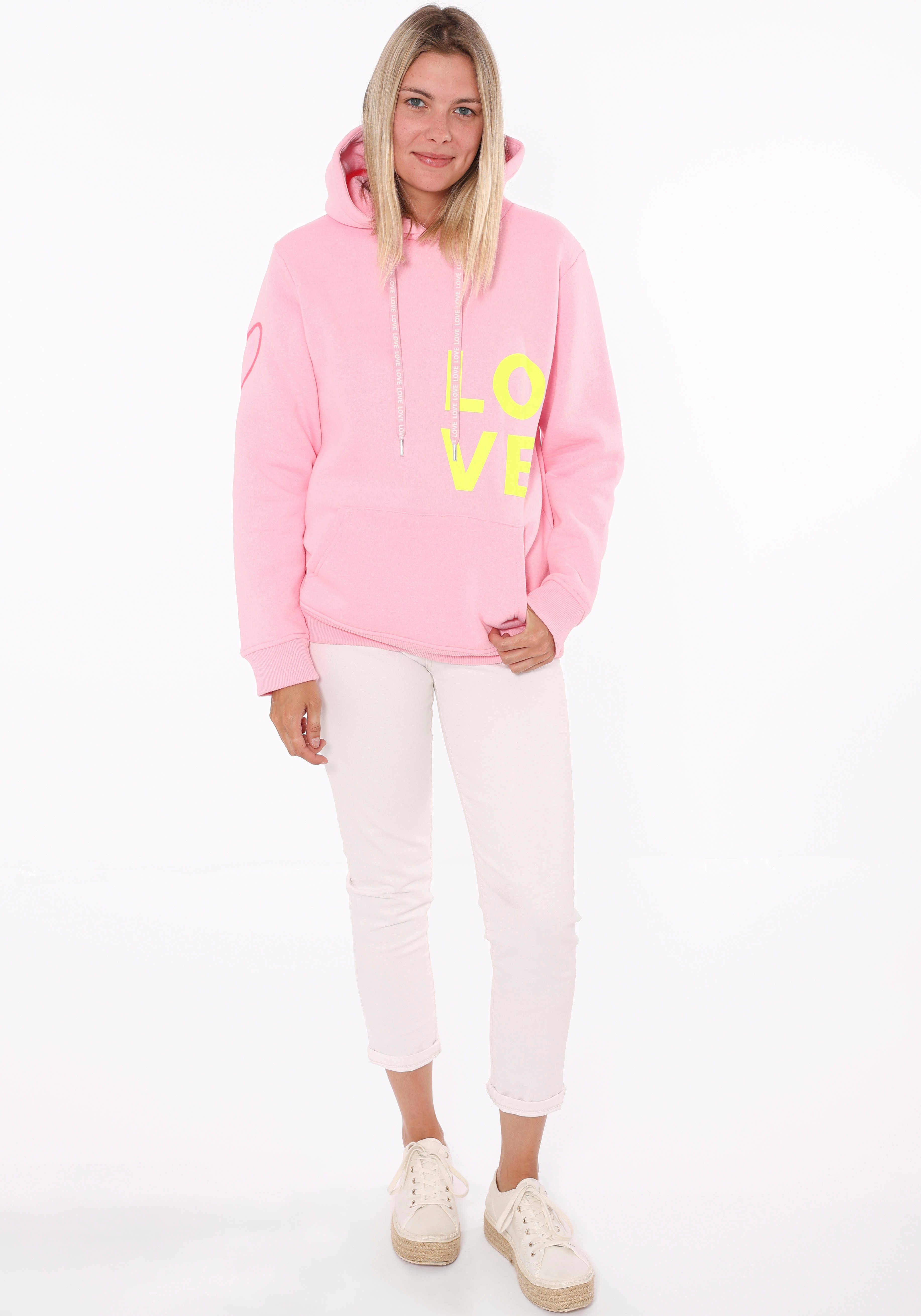 Zwillingsherz Kapuzensweatshirt mit "Love"-Aufdruck und gesticktem günstig online kaufen