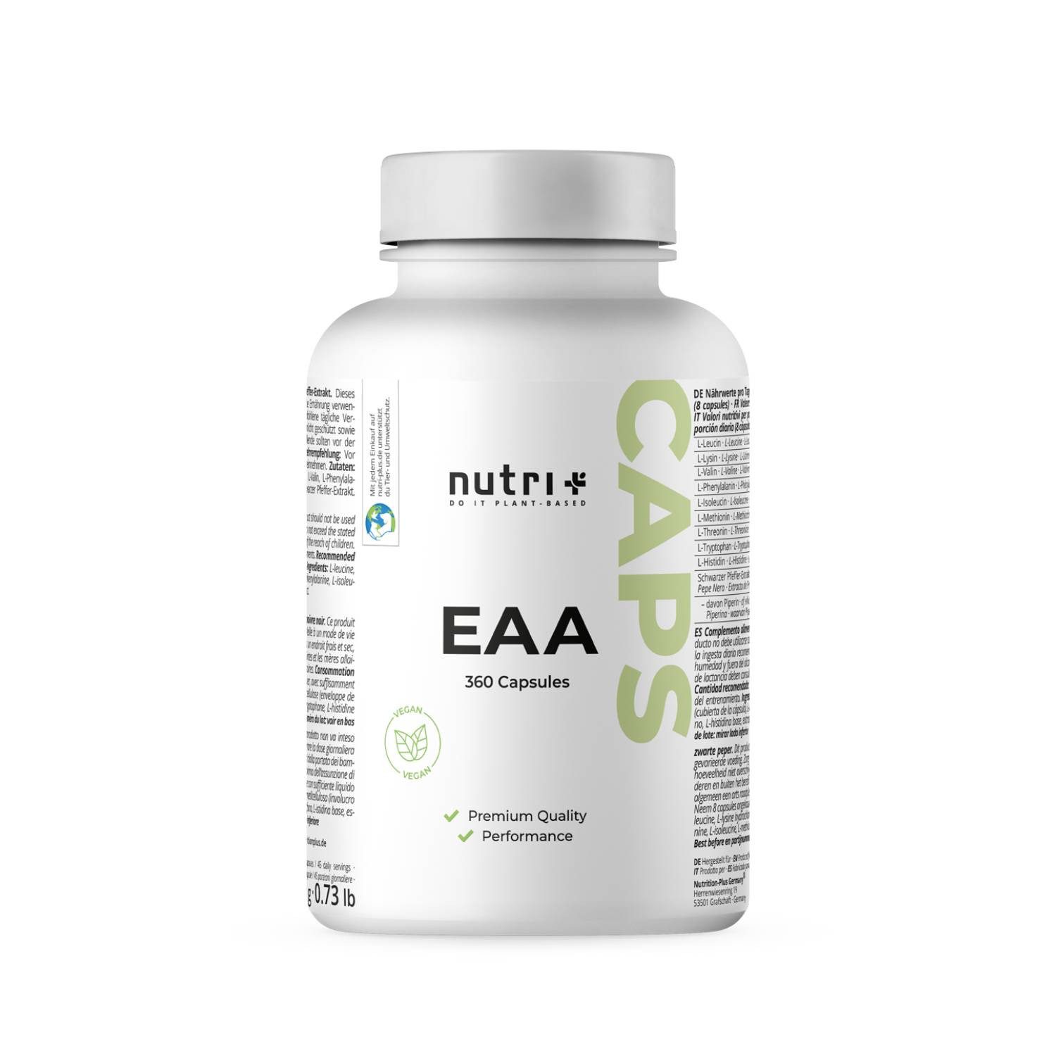 nutri+ EAA Kapseln - 9 Essentielle Aminosäuren Komplex Kapseln
