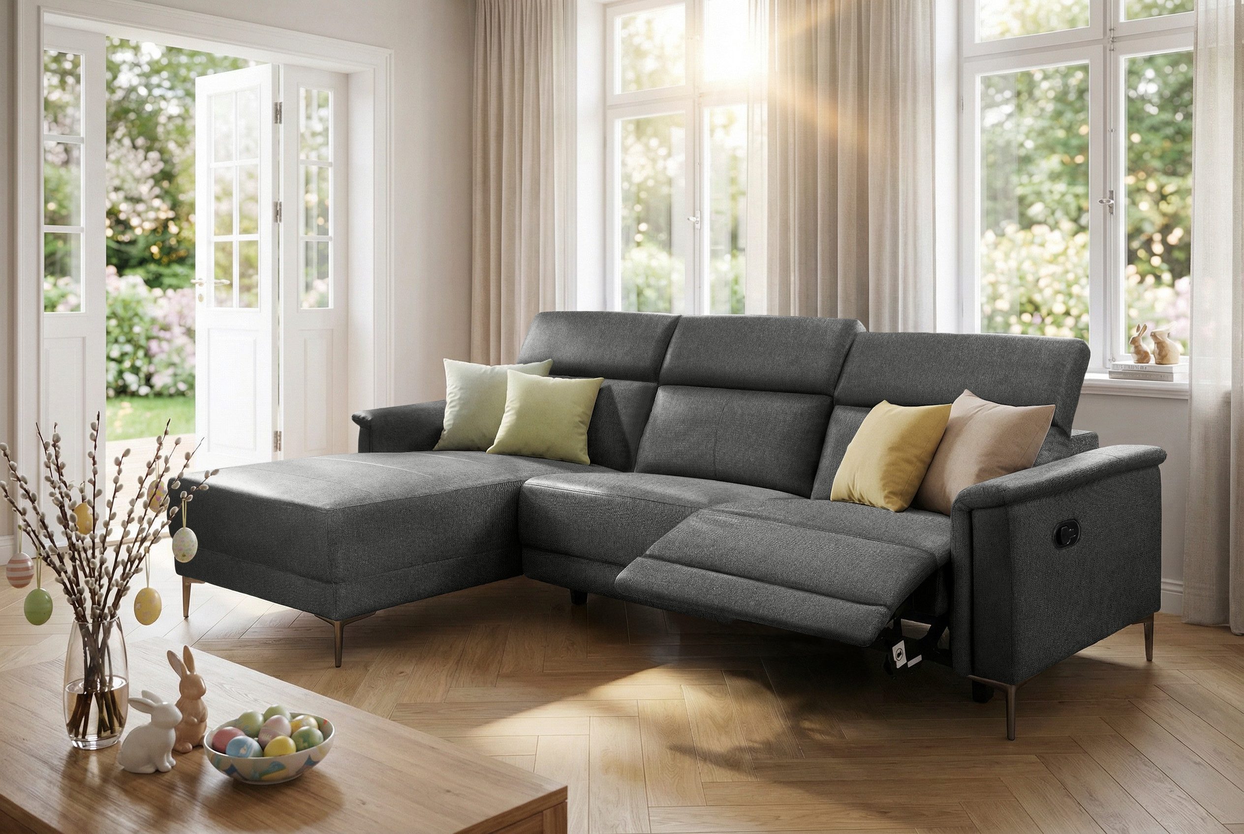 OTTO home Ecksofa LUND, L-Form, 261cm, man. o. elektr. Relaxfunktion (mit USB-A), und Kopfteilverstellung