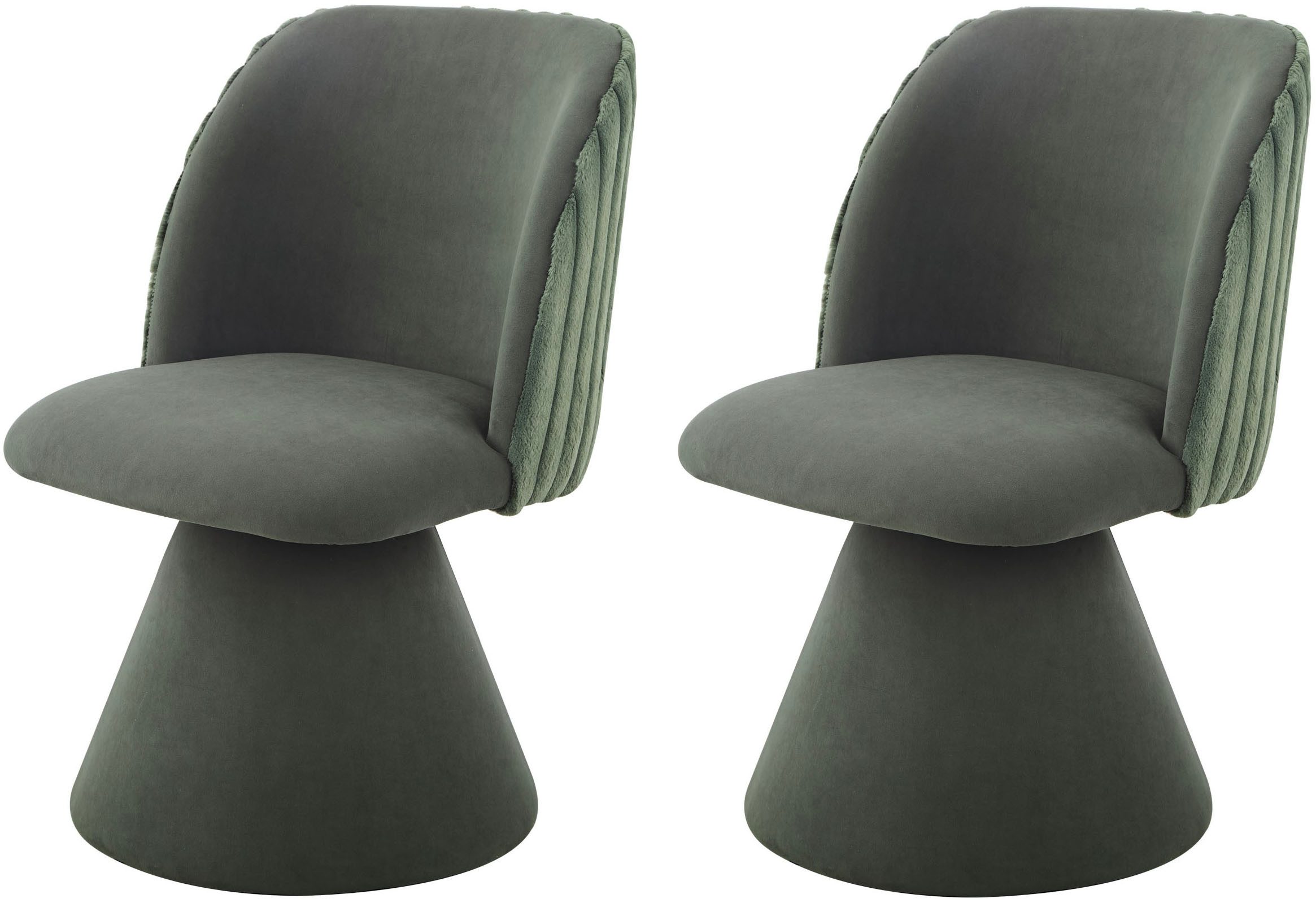 HELA Drehstuhl BARI (Set, 2 St), 360° drehbar, Polsterfuß, Materialkombi, Außen Felloptik Innen Velvet