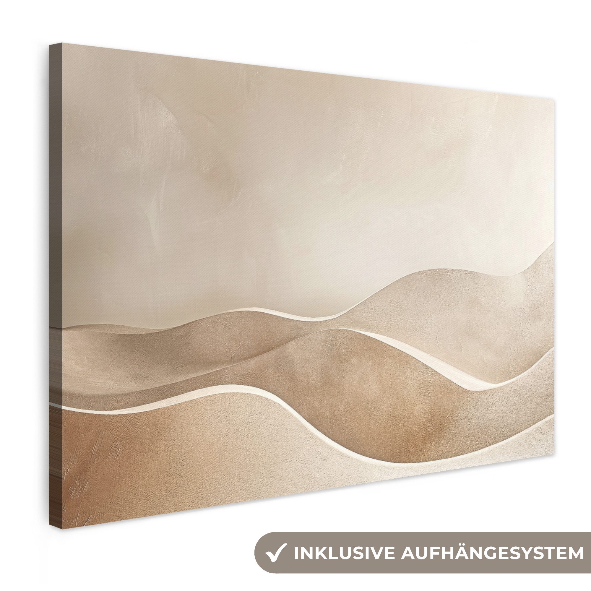 OneMillionCanvasses® Leinwandbild Beige - Natur - Abstrakt - Modern, Fotodruck (1 St), Leinwandbilder XXL Wohnzimmer, Deko Aesthetic 150x100 cm