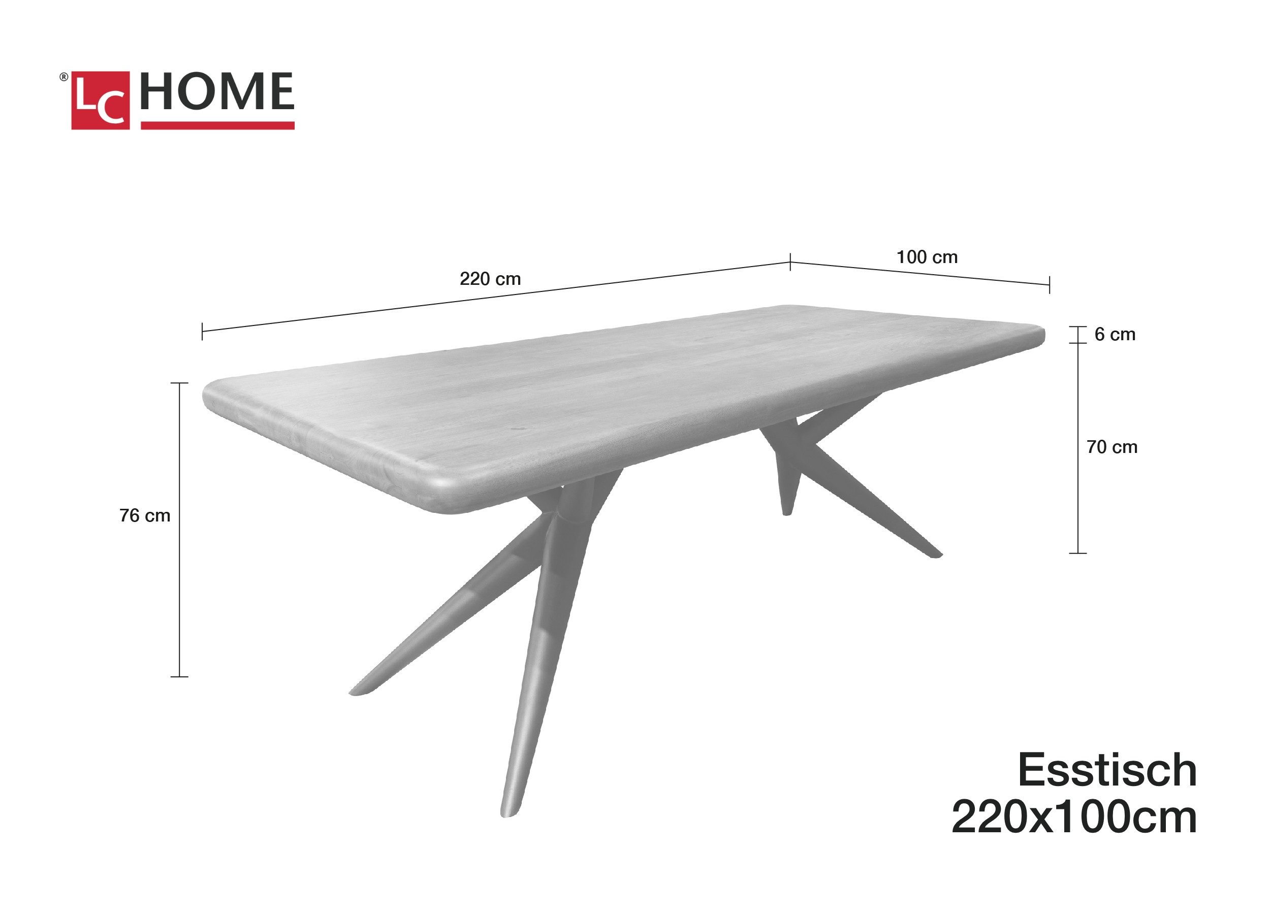 LC Home Esstisch LC Home Esstisch Metallgestell Holztisch Industrial Design günstig online kaufen