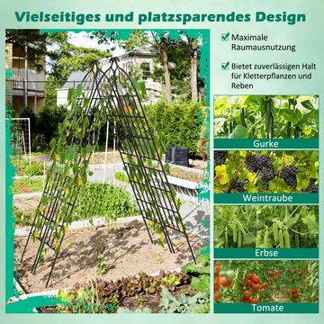 COSTWAY Gartenzaun, 4 Zaunelemente, für Kletterpflanzen, Metall, 180x50 cm